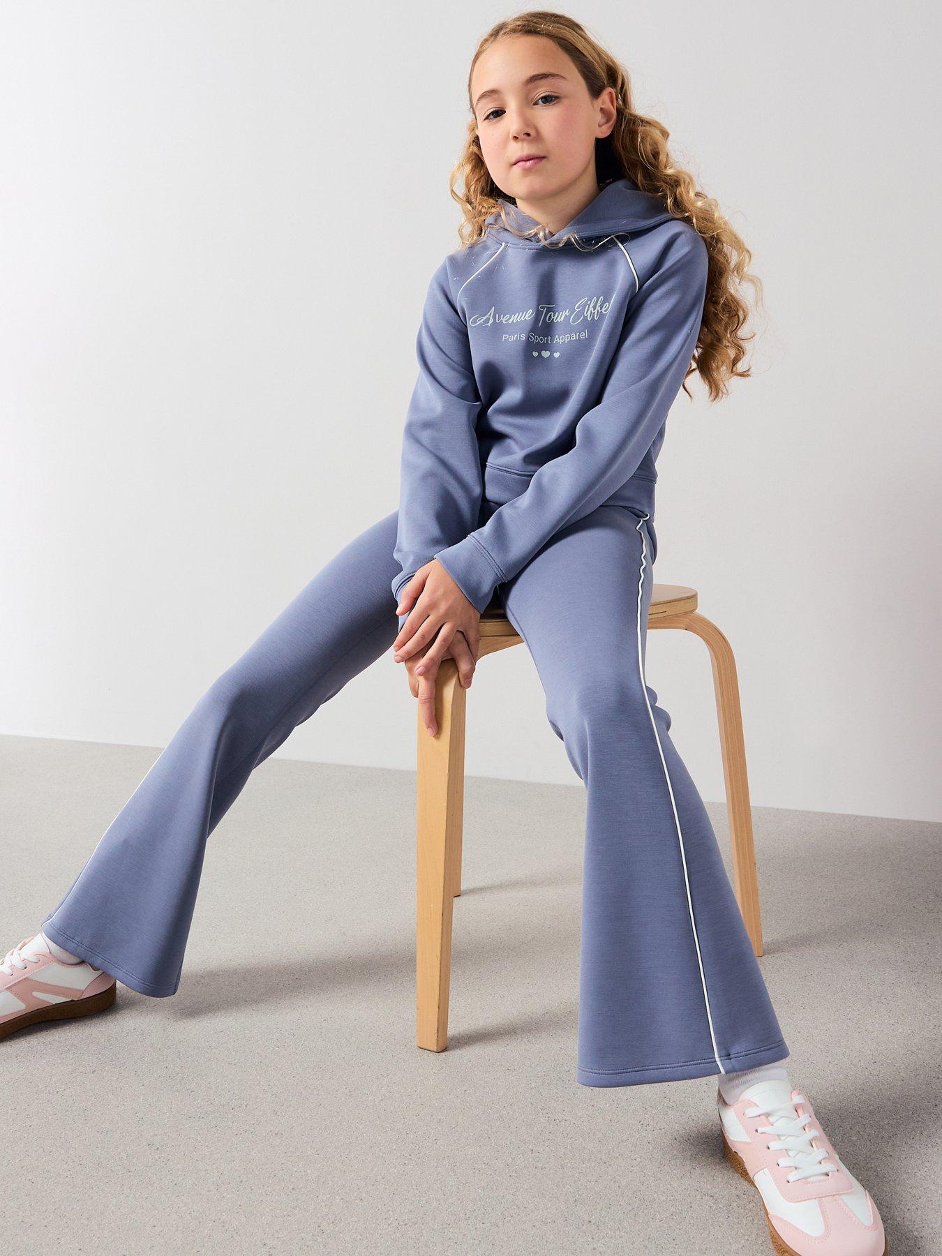 the-very-collection-girls-loose-fitting-soft-touch-top-and-wide-leg-trouser-set-bluefront