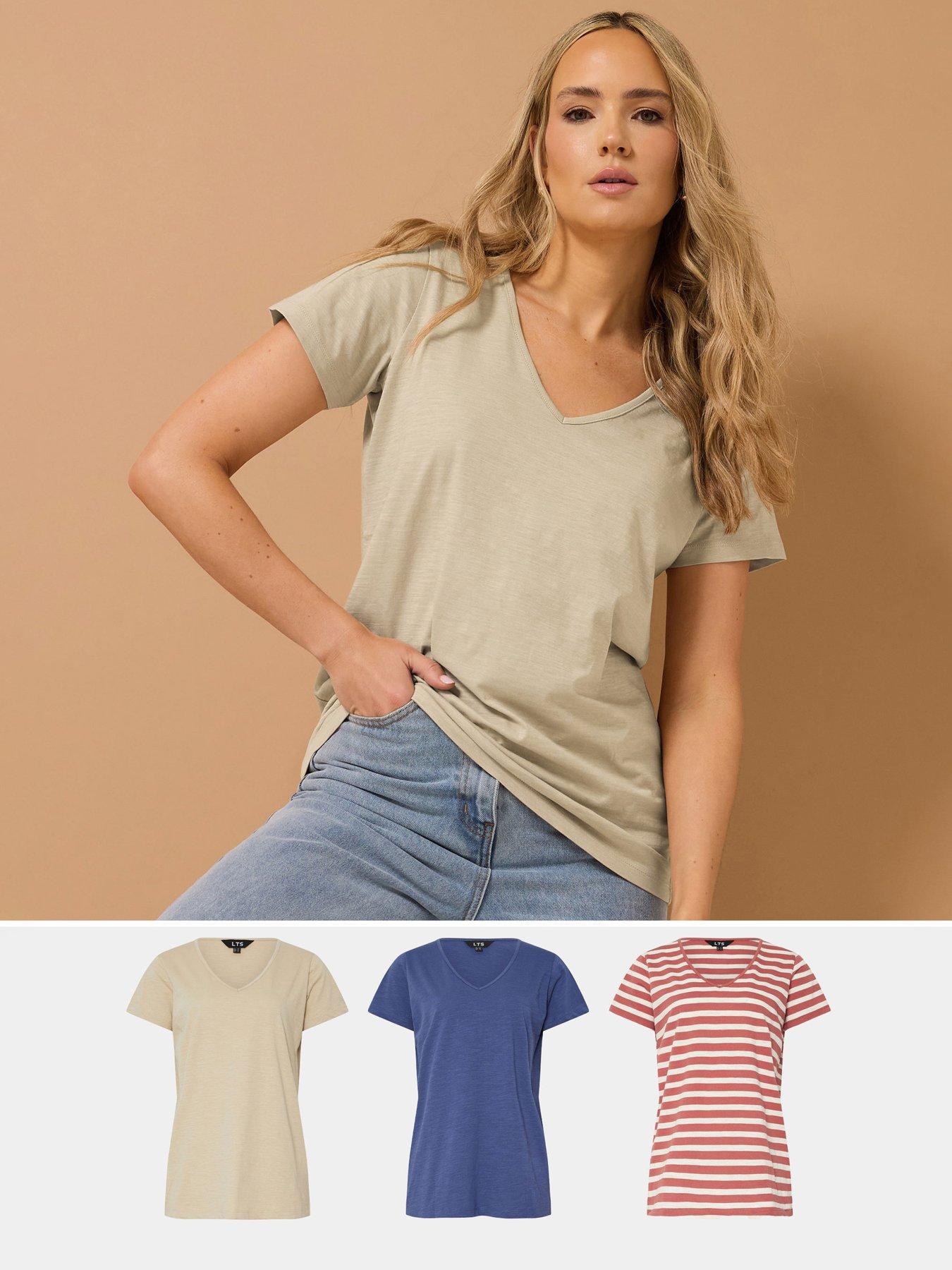 Image of Long Tall Sally 3 Pack V-Neck T-Shirt - Pink