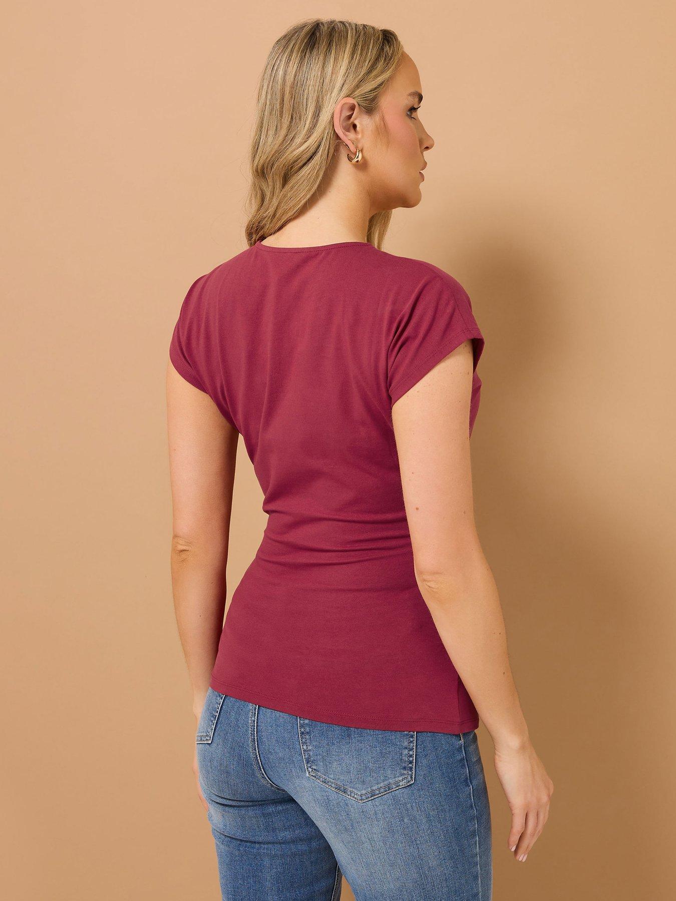 Image 2 of 5 of Long Tall Sally Grown Sleeve Wrap Top - Red