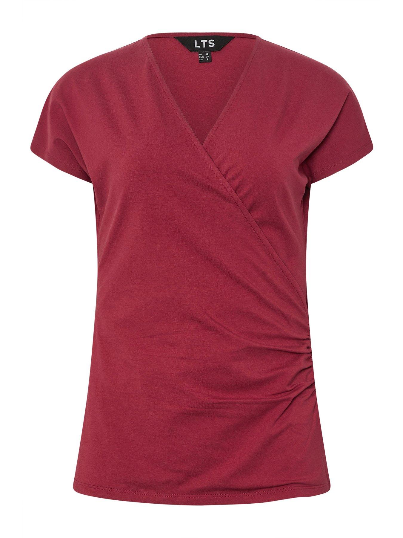 Image 5 of 5 of Long Tall Sally Grown Sleeve Wrap Top - Red