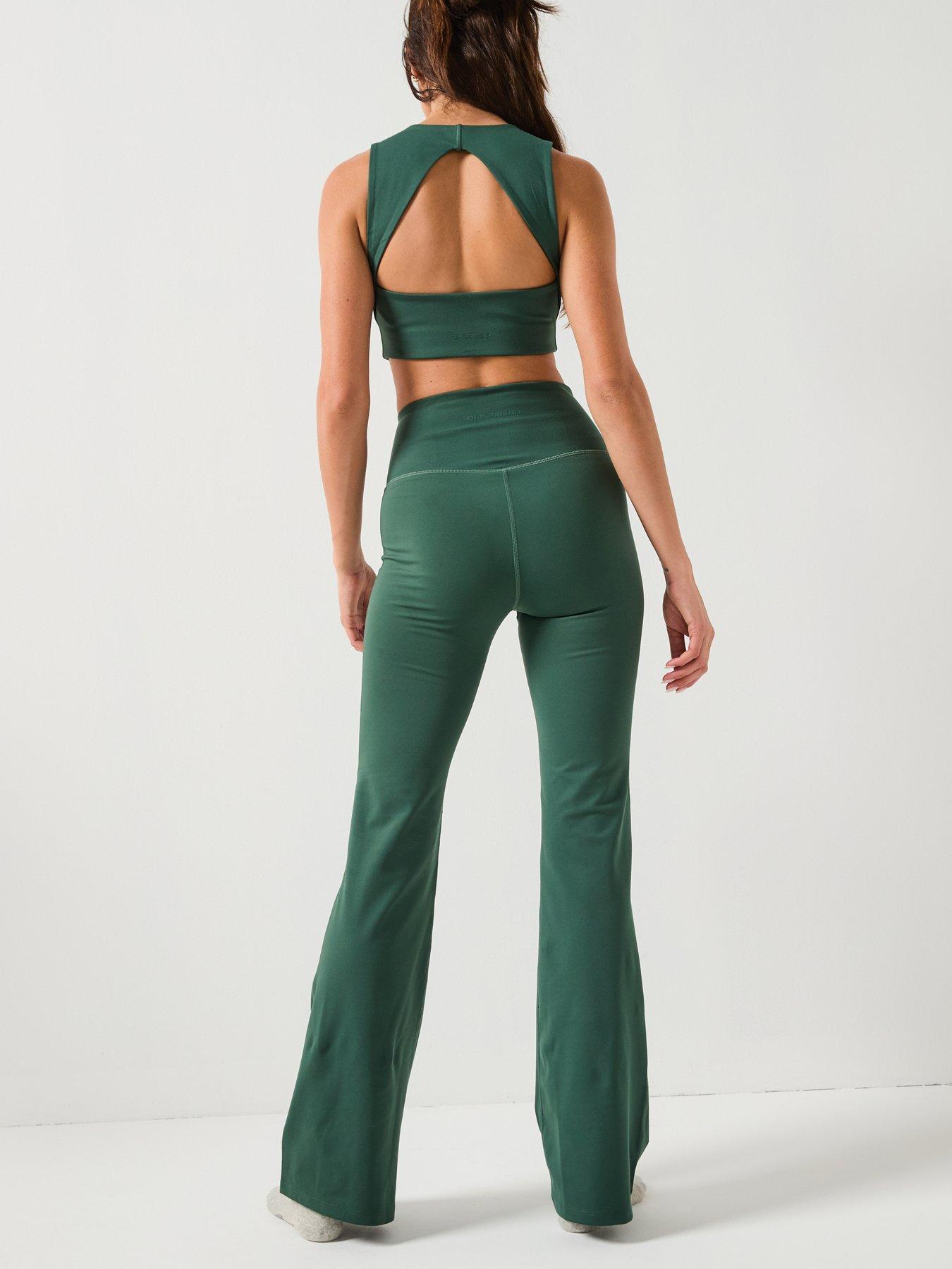 girlfriend-collective-womens-training-flare-legging-greenstillFront