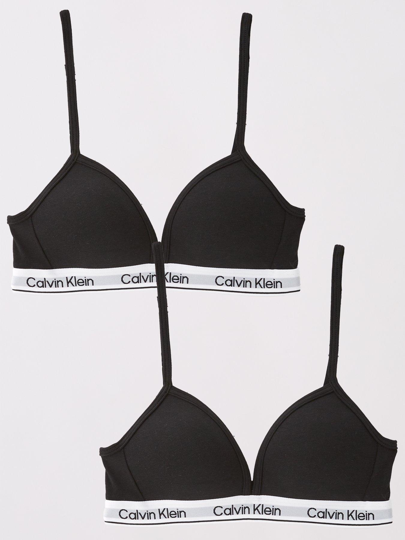Calvin Klein Girls 2 Pack Triangle Bra - Black