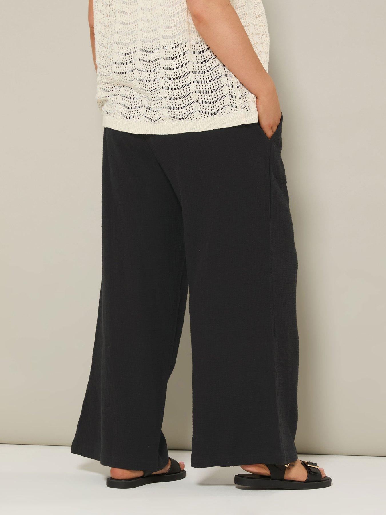 Image 2 of 5 of Yours Curve Cheesecloth Beaded Jogger - Black