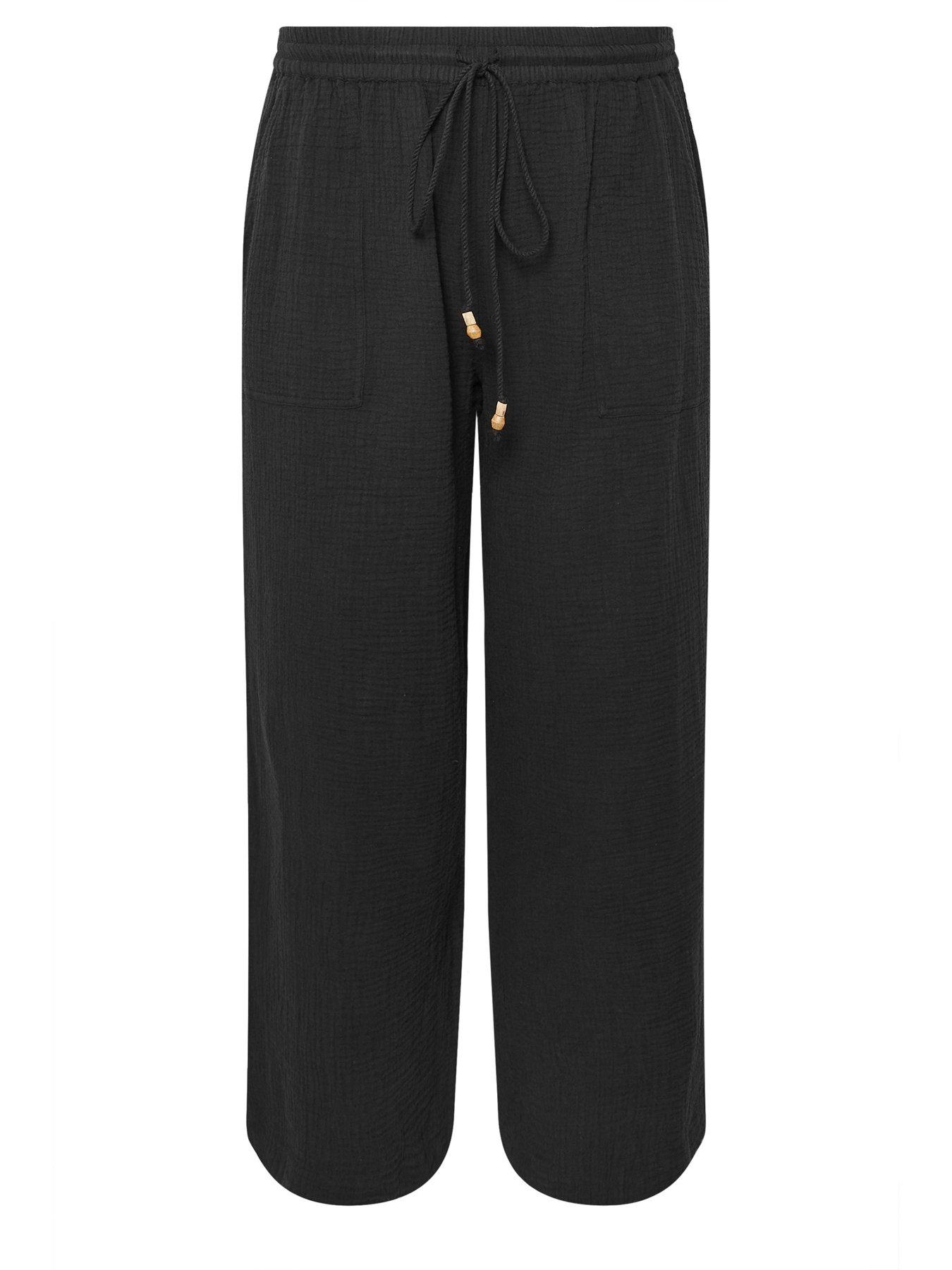 Image 5 of 5 of Yours Curve Cheesecloth Beaded Jogger - Black