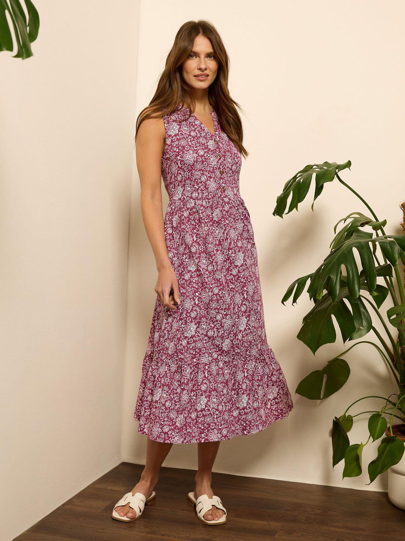 Image of M&Co Sleeveless Half Button Midi Dress