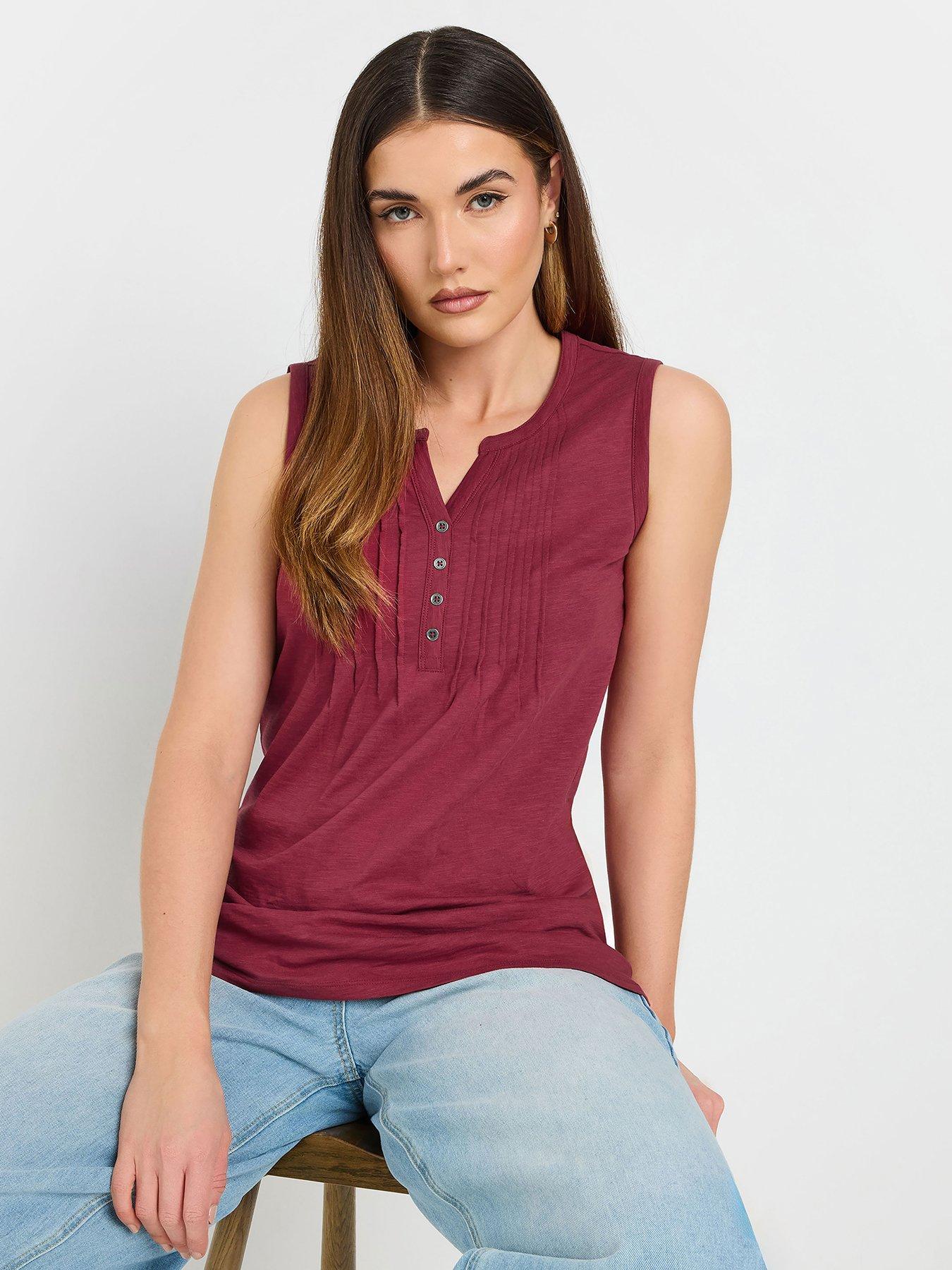long-tall-sally-sleeveless-pintuck-henley-top-redfront