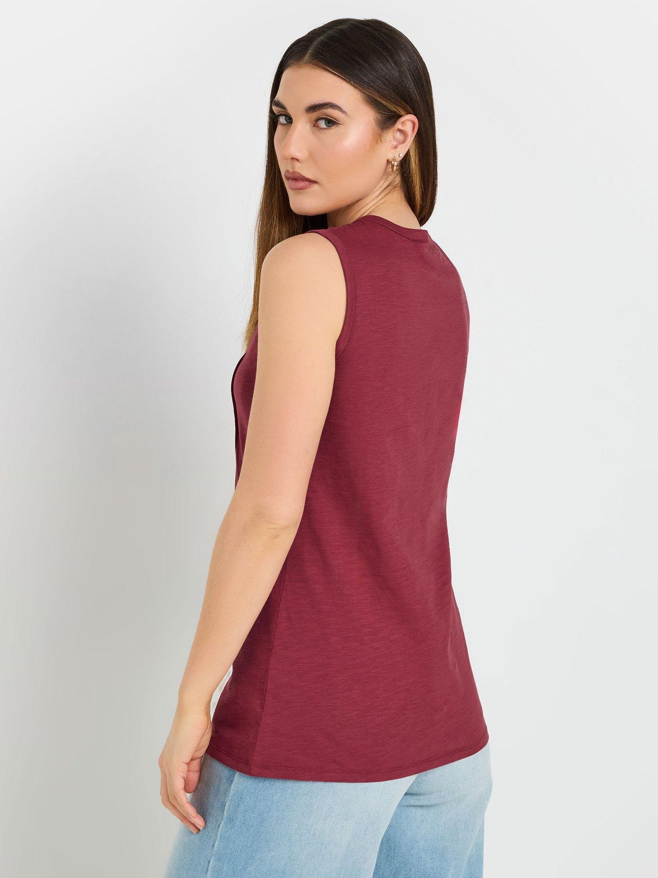 long-tall-sally-sleeveless-pintuck-henley-top-redstillFront