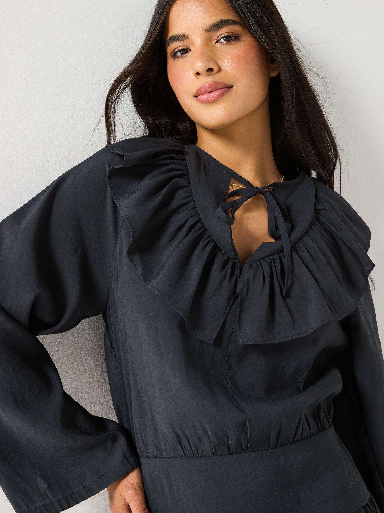 v-by-very-modal-ruffle-front-mini-dress-blackoutfit