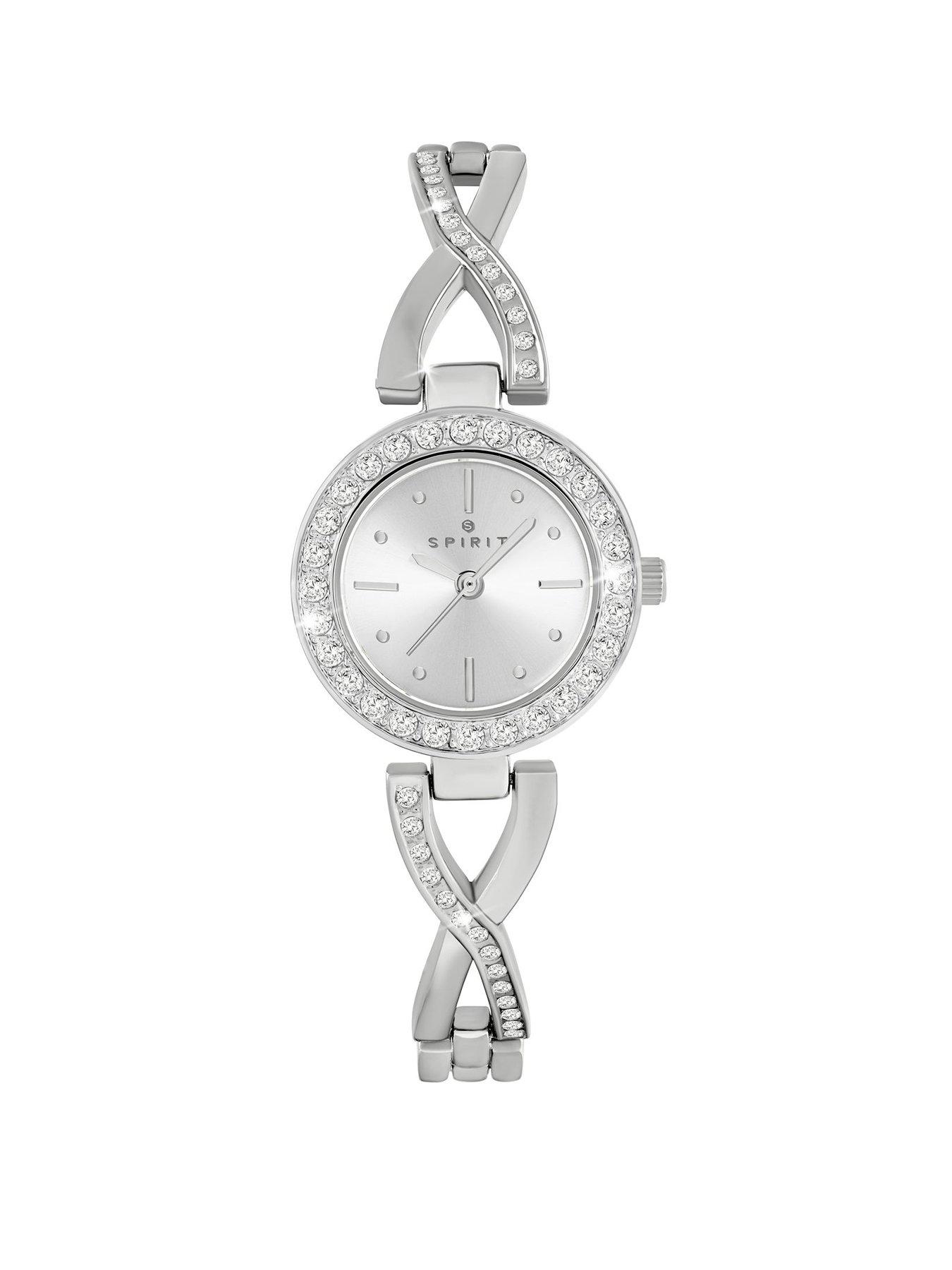 Image 1 of 4 of Spirit Spirit Ladies Silver Stone Set Crossover Bracelet Watch