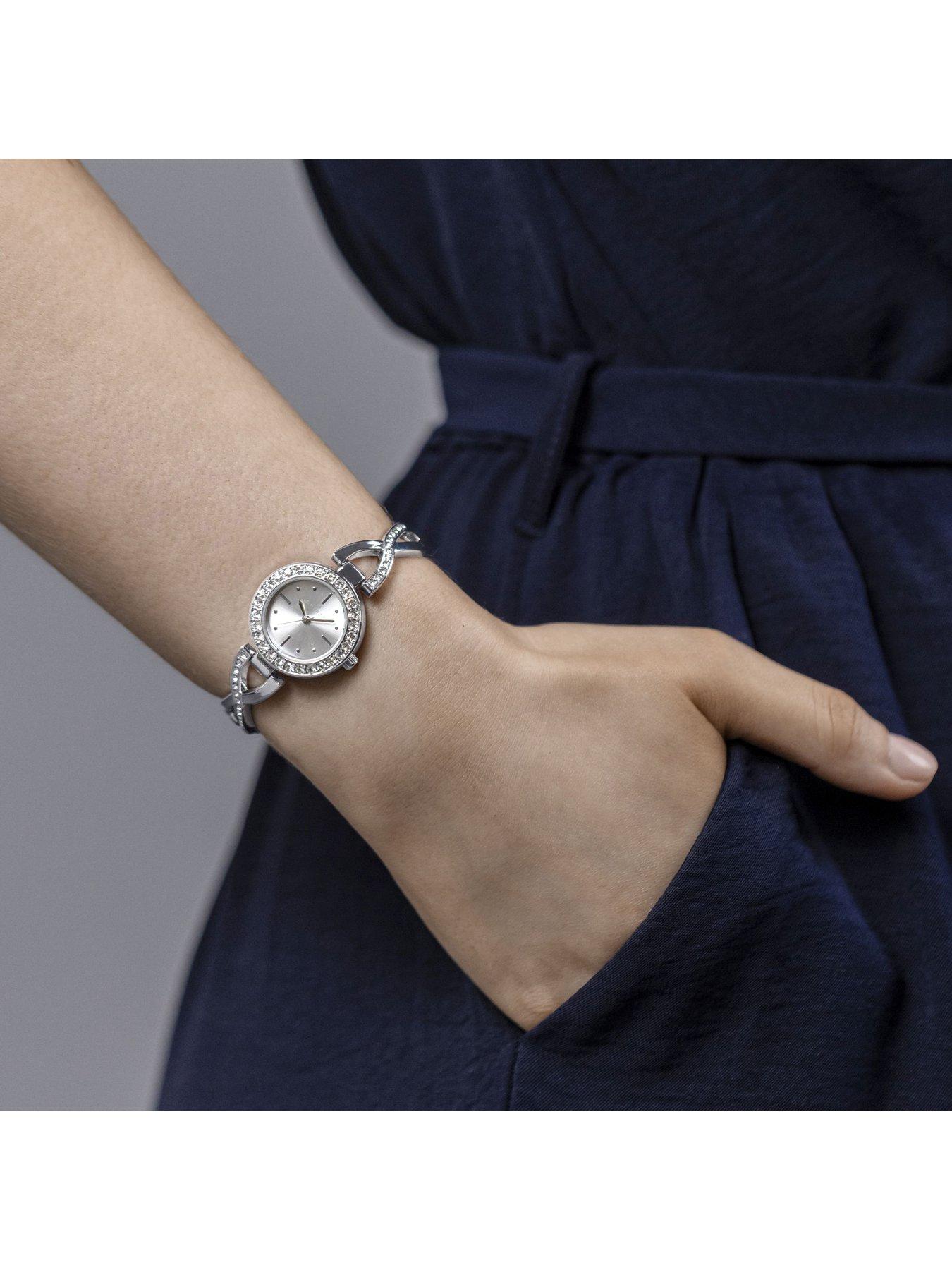 Image 3 of 4 of Spirit Spirit Ladies Silver Stone Set Crossover Bracelet Watch