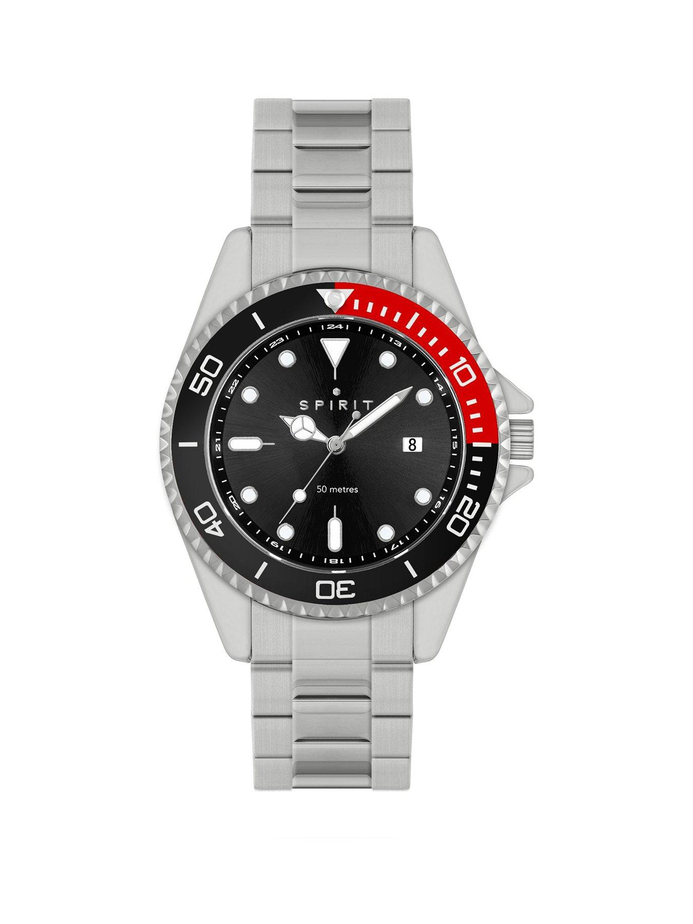 undefined Spirit Gents Black Dial Stainless Steel Bracelet Watch