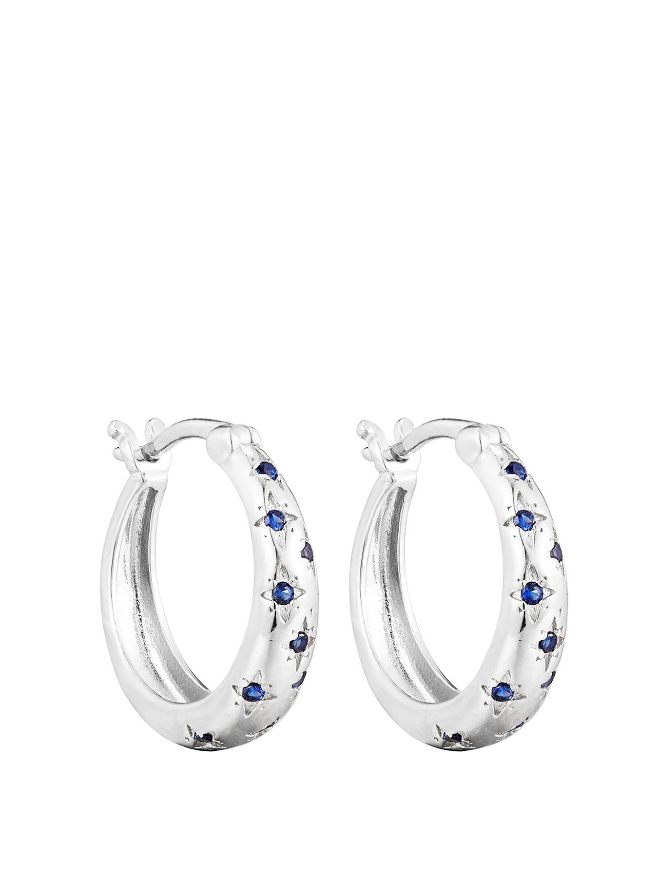 Image of Seol + Gold Sterling Silver Sapphire Star Hoops