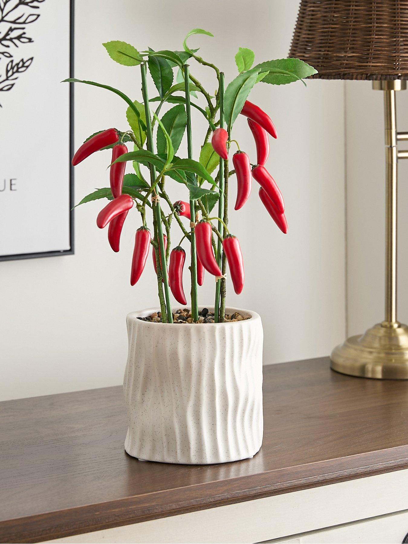 Image 1 of 7 of The Very Collection Faux Chilli Plant in Ceramic Pot