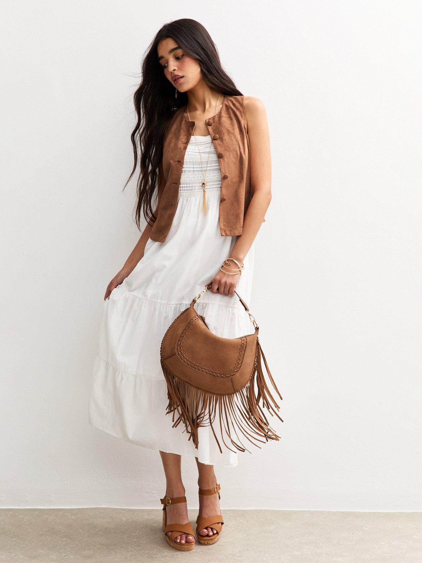 Image 5 of 5 of New Look Rust Faux Suede Buttoned Waistcoat - Brown