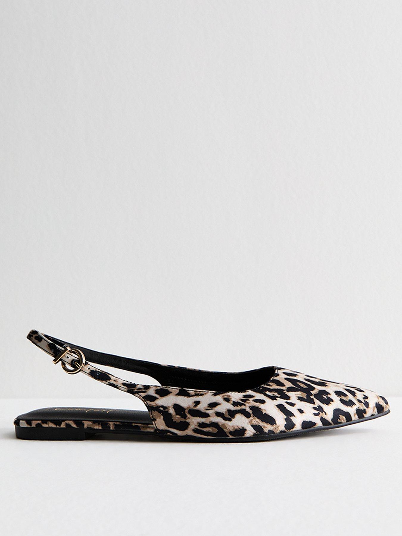 New Look Stone Leopard Print Pointed Toe Slingback Pumps - Beige