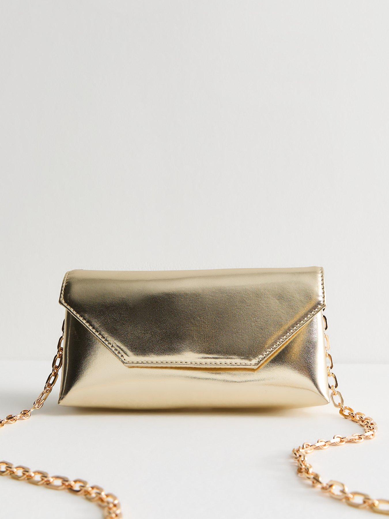 Image of New Look Metallic Faux Leather Clutch - Gold