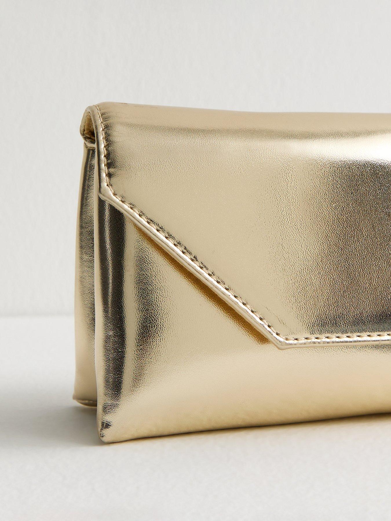 Leather Clutch Shiny Gold Clutch Bag New Look Metallic Faux