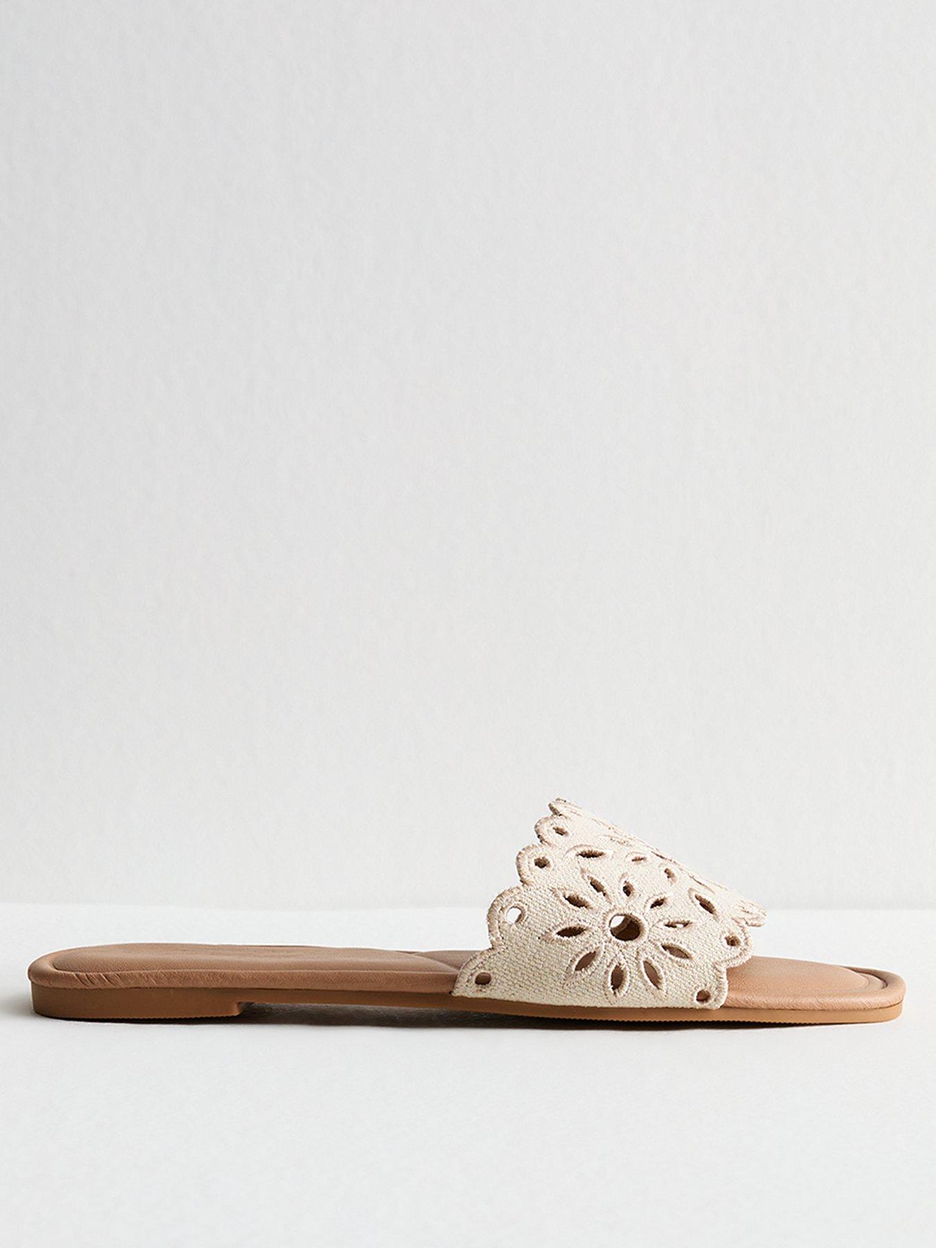 Image of New Look Floral - Lazercut Linen Mule Sandals