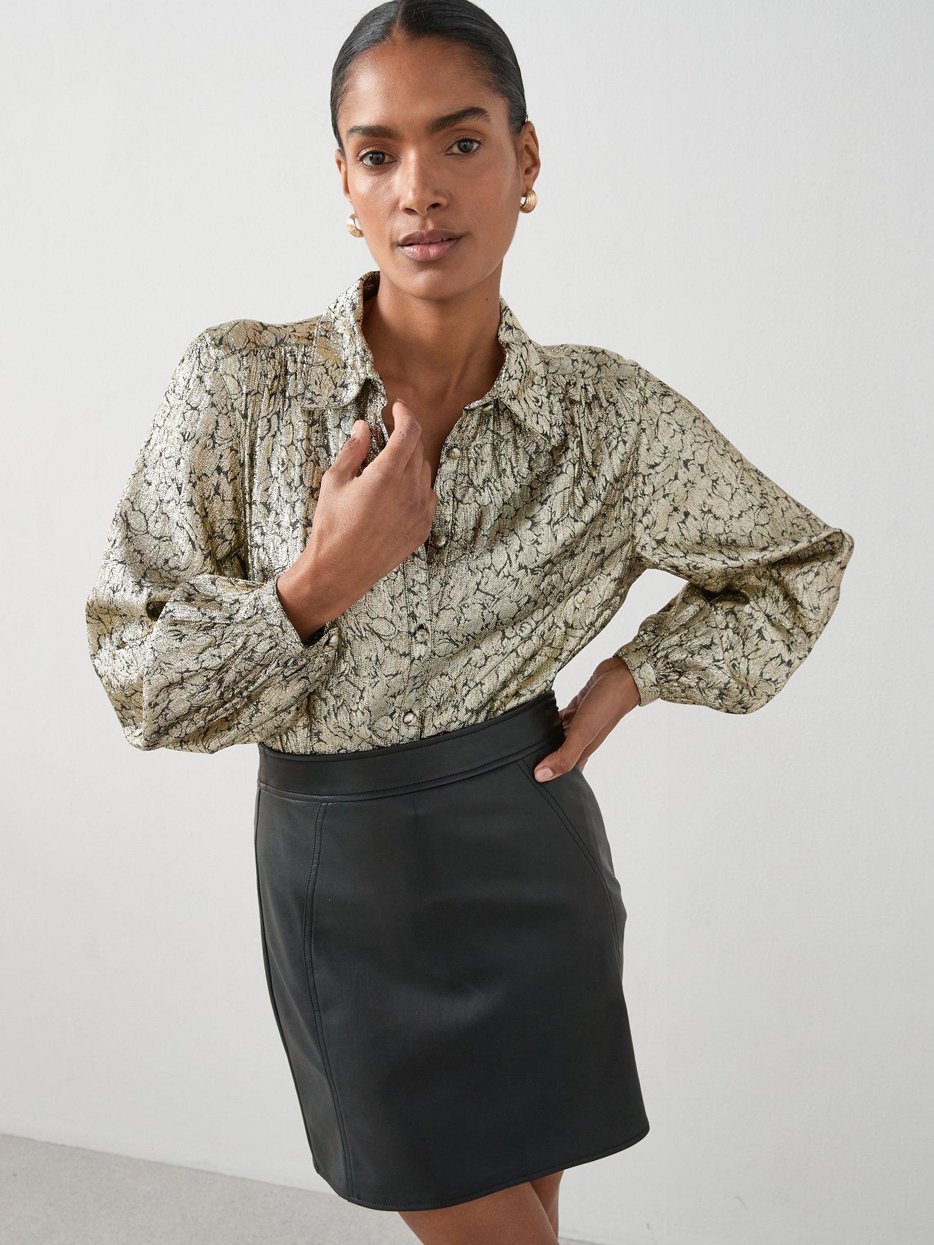 The Very Collection Spot Lurex Longline Shirt - Black