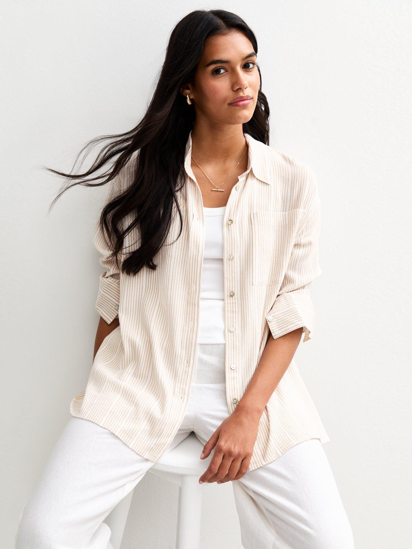 Image of New Look Pattern Striped Long Sleeve Top - Brown