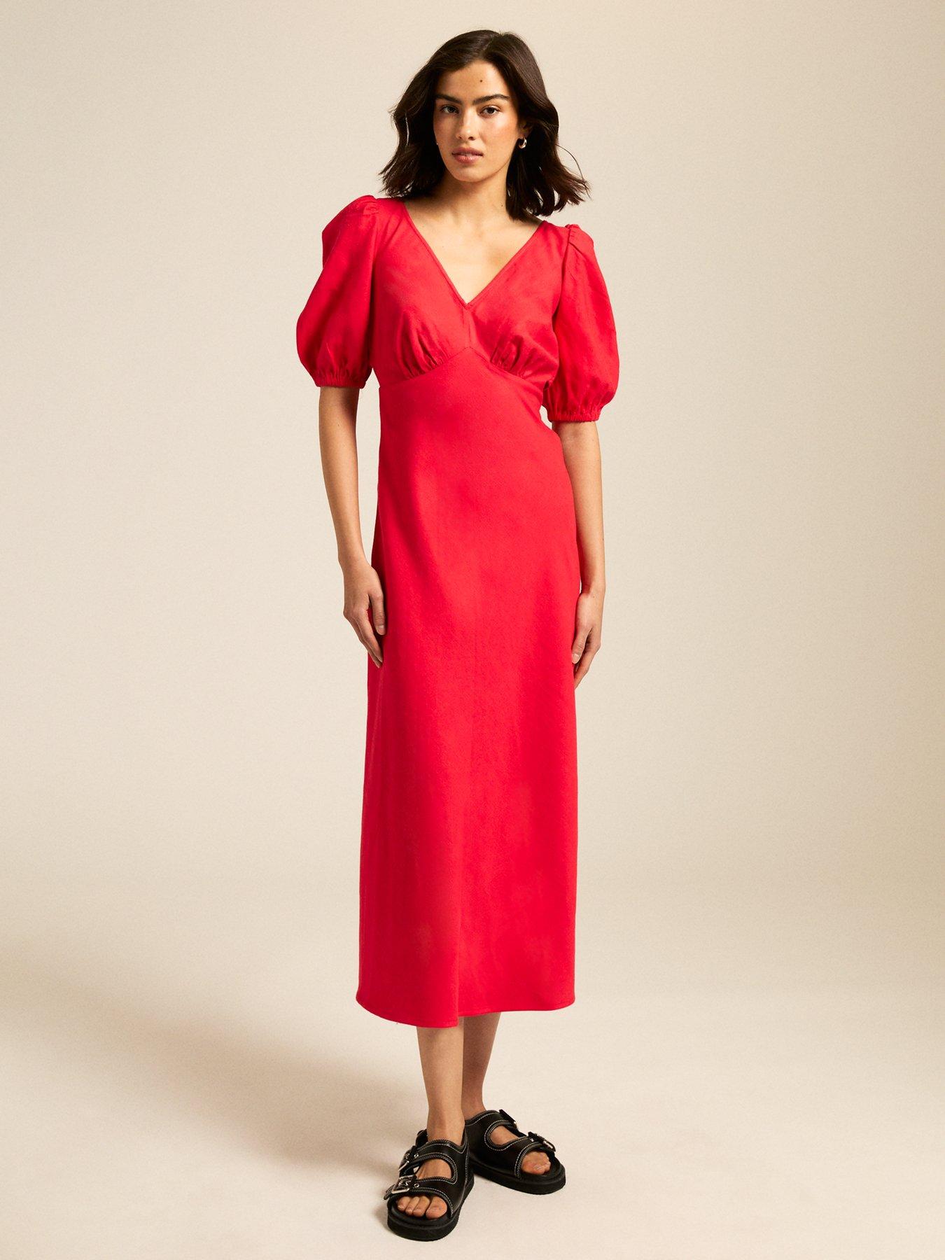 New Look Bow Tie Back Midi Dress - Red