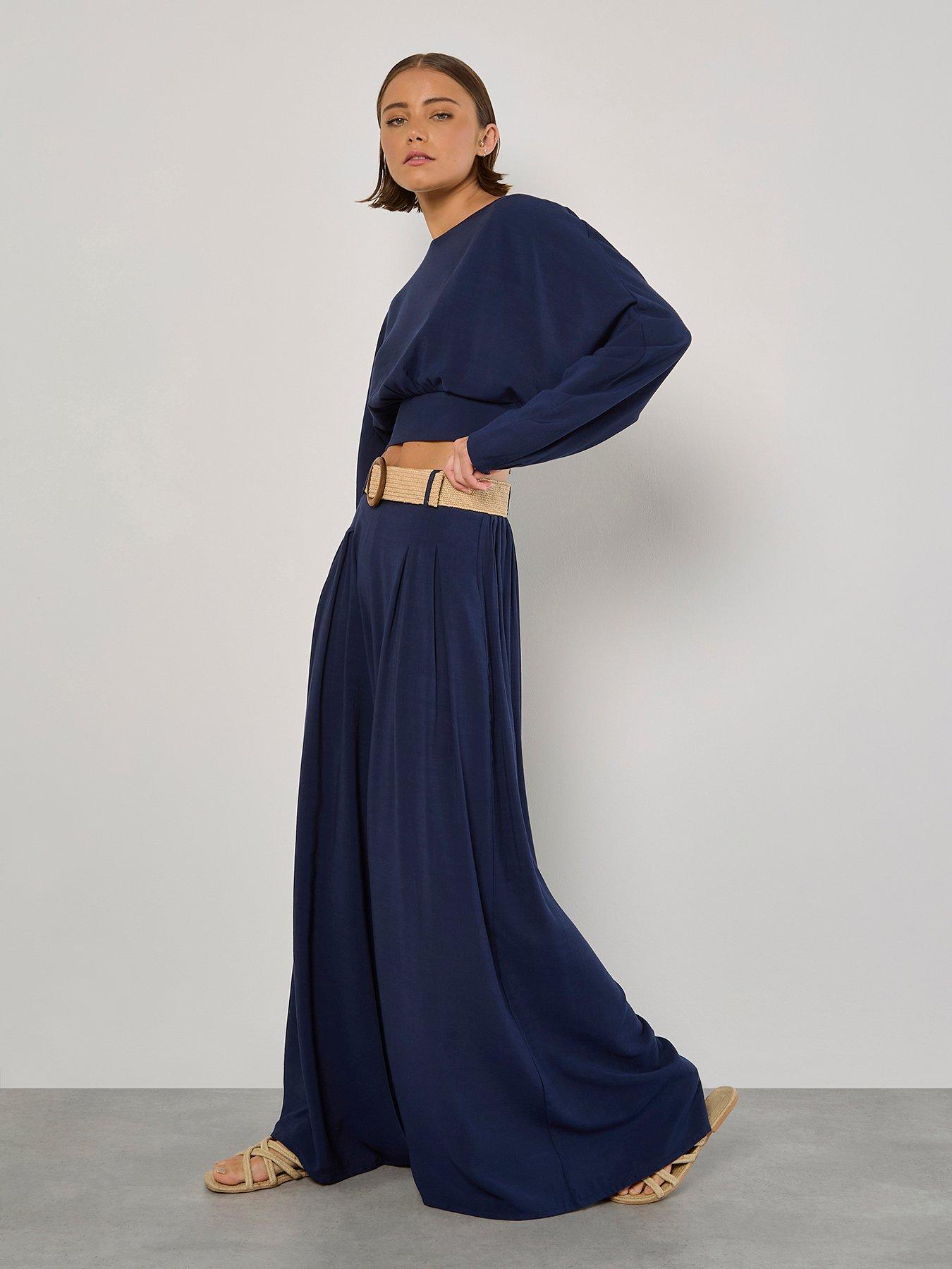 Image 1 of 4 of Apricot Apricot Pleated Belted Palazzo Trouser