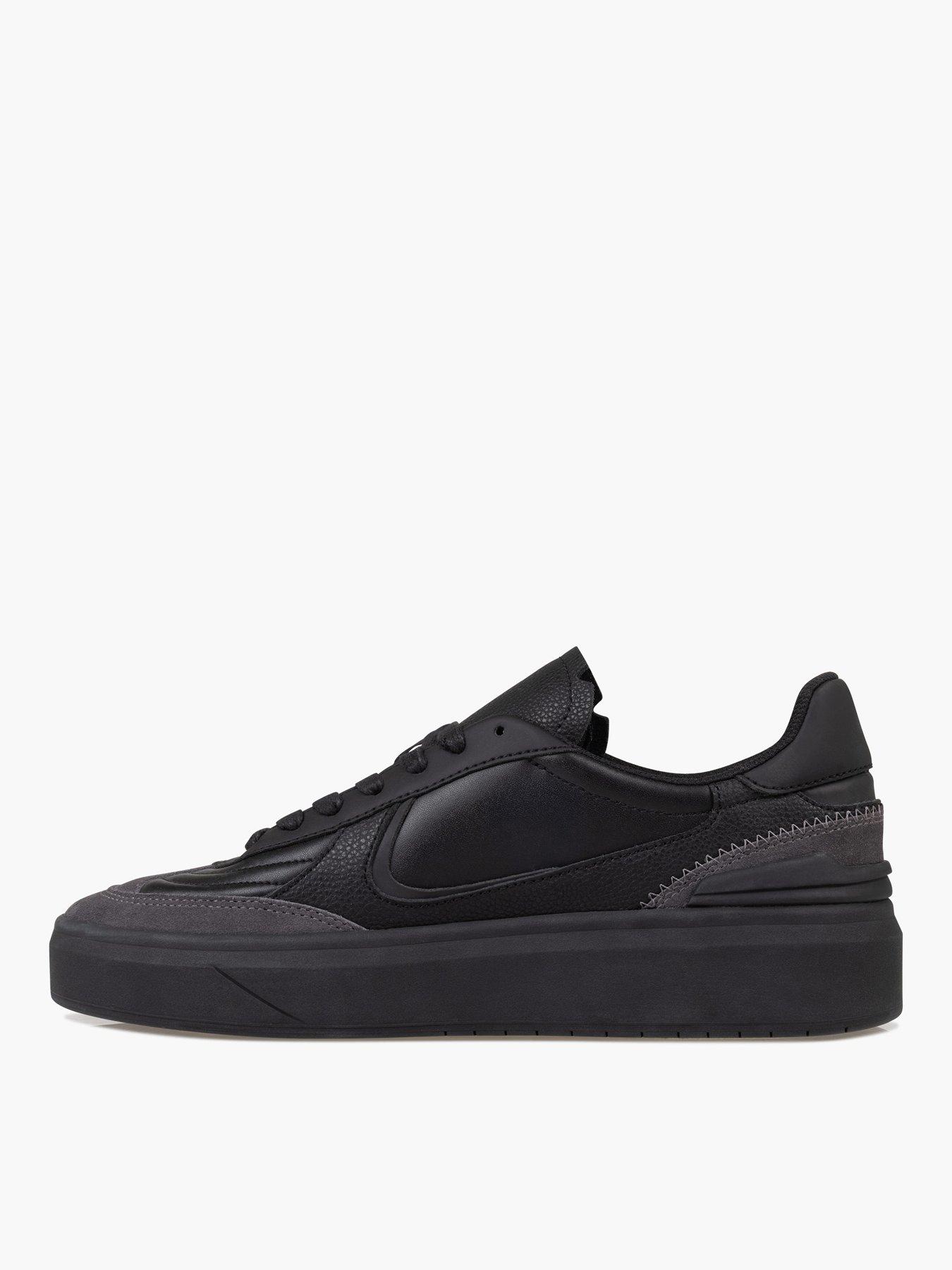 Image 6 of 7 of CRUYFF Aztec Soft Leather And Suede Trainers- Black