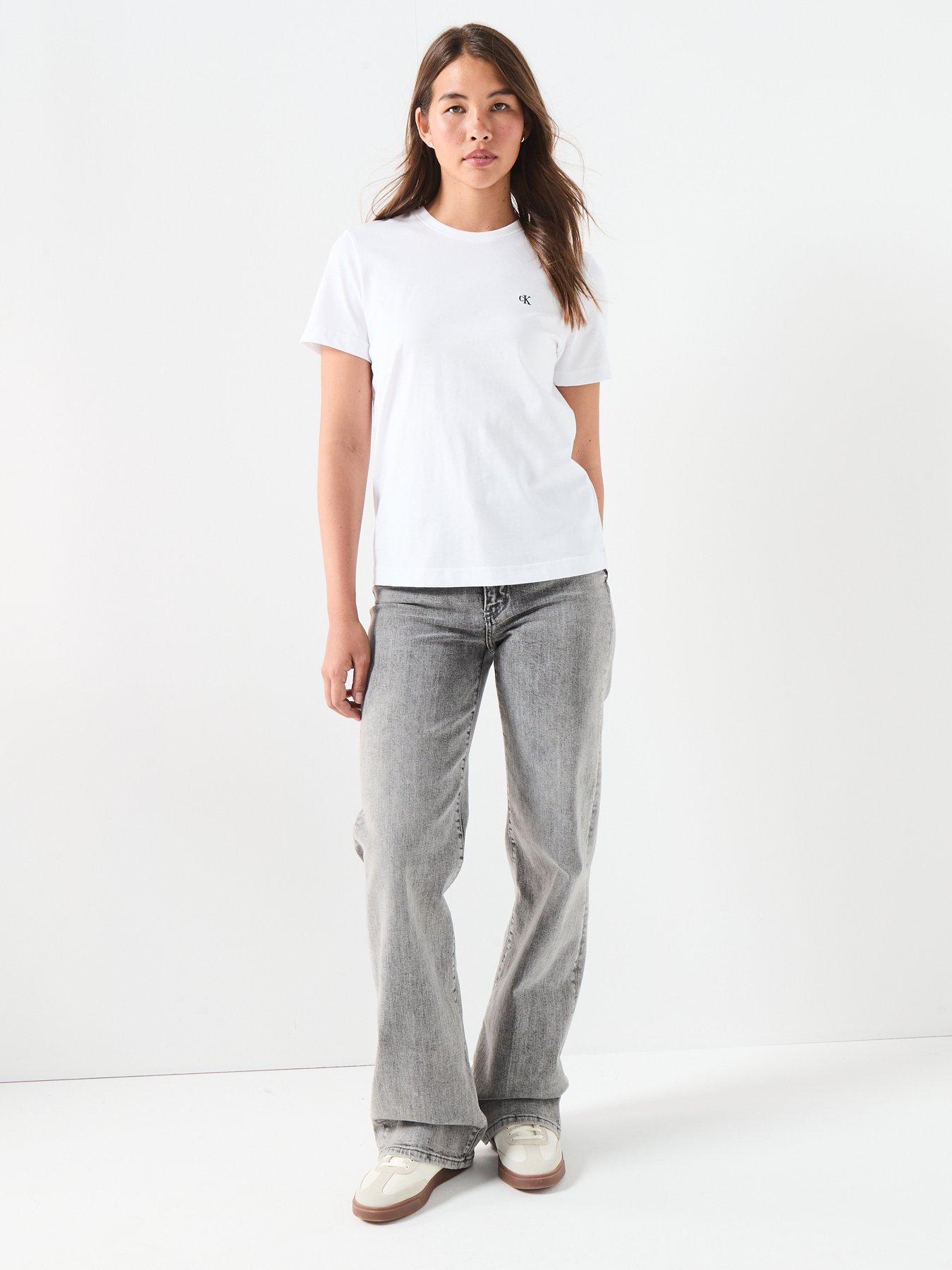 Image 3 of 4 of Calvin Klein Jeans Womens Archive Crew Neck Logo T-Shirt - White