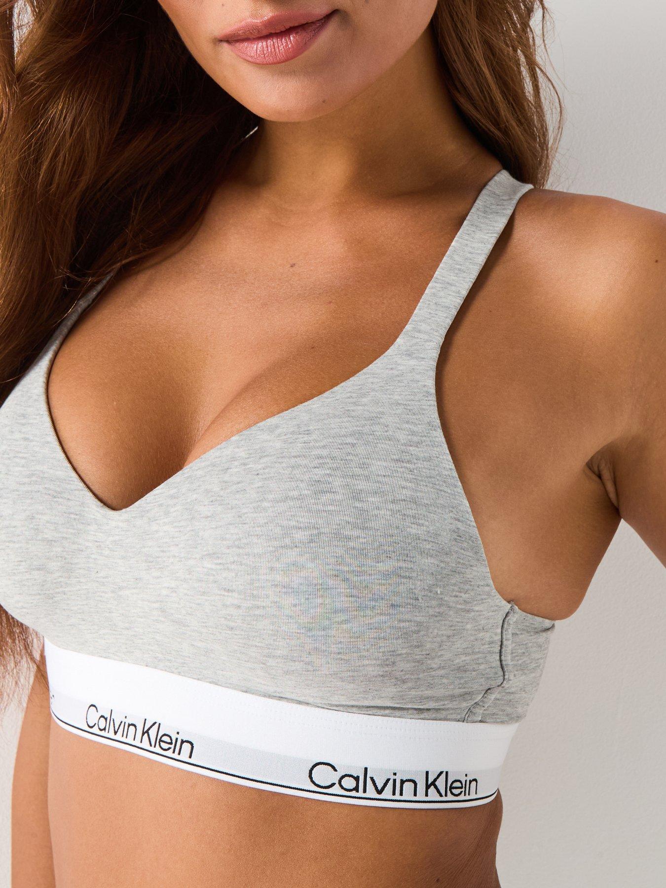 Image 6 of 6 of Calvin Klein Womens Lift Non-Wired Logo Bralette - Grey