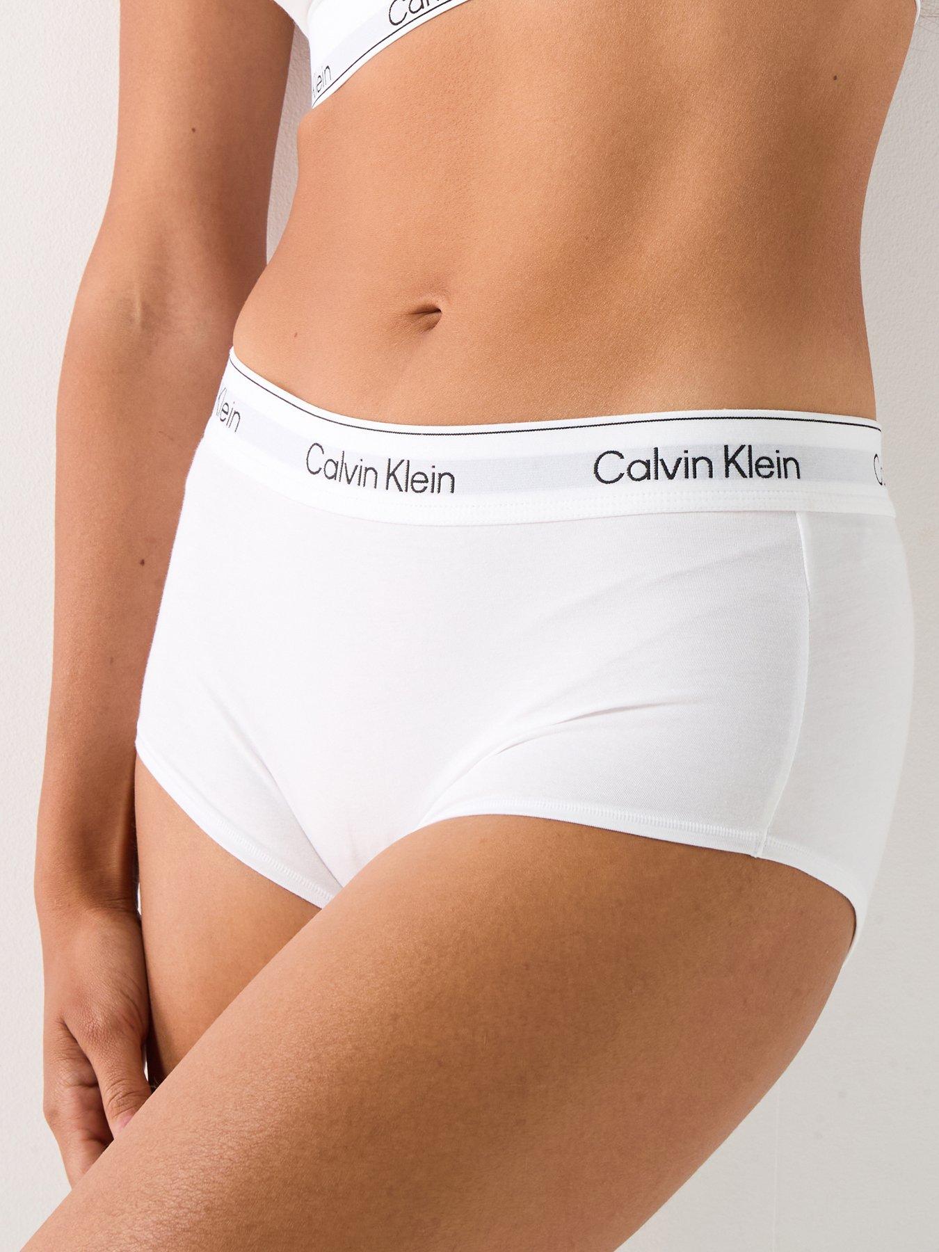 Image 1 of 6 of Calvin Klein Womens CK Underwear Co Ord Soft Stretch Boy Shorts - White