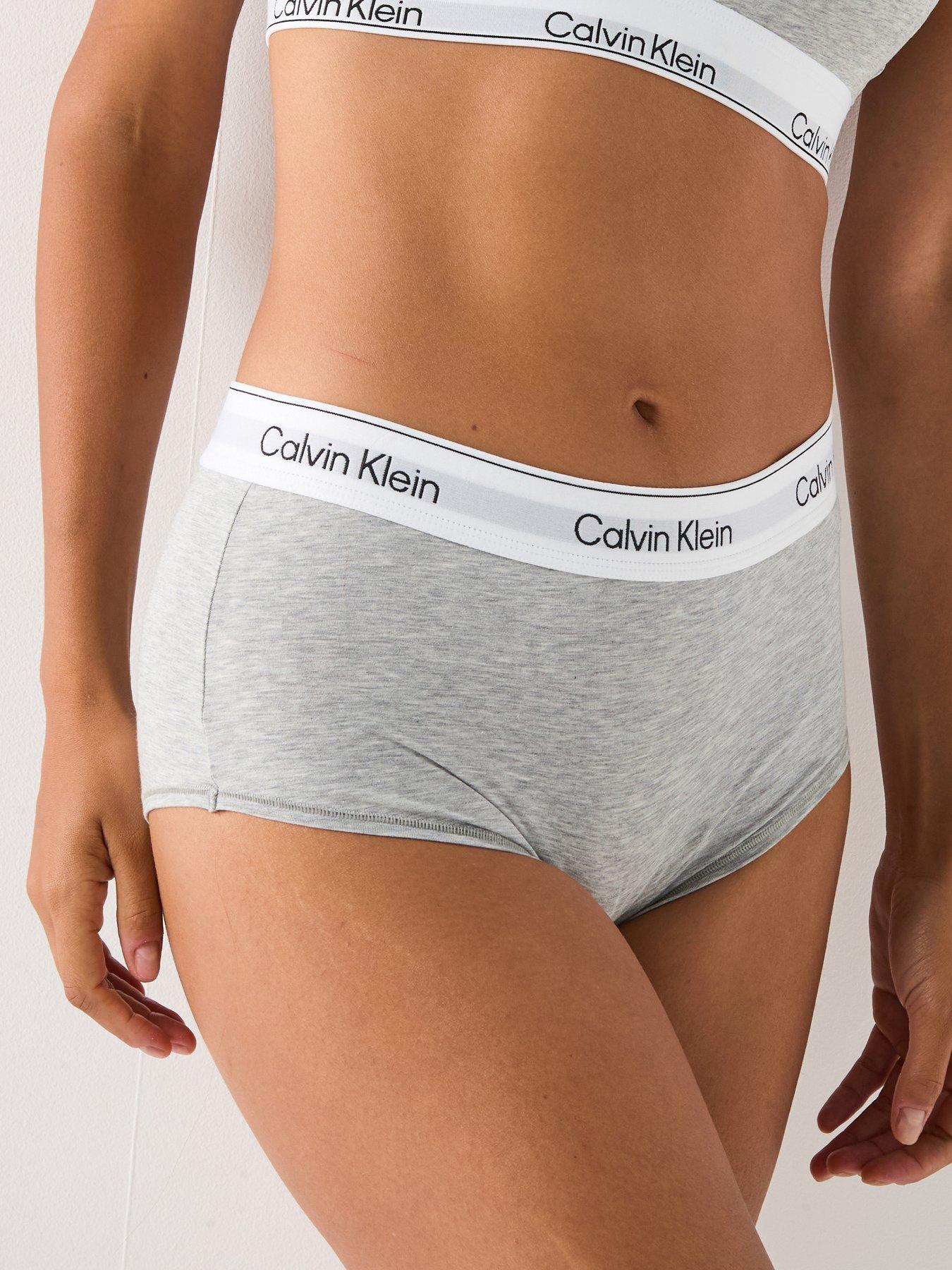 Image 1 of 6 of Calvin Klein Womens Cotton Modal Stretch Boy Shorts - Grey