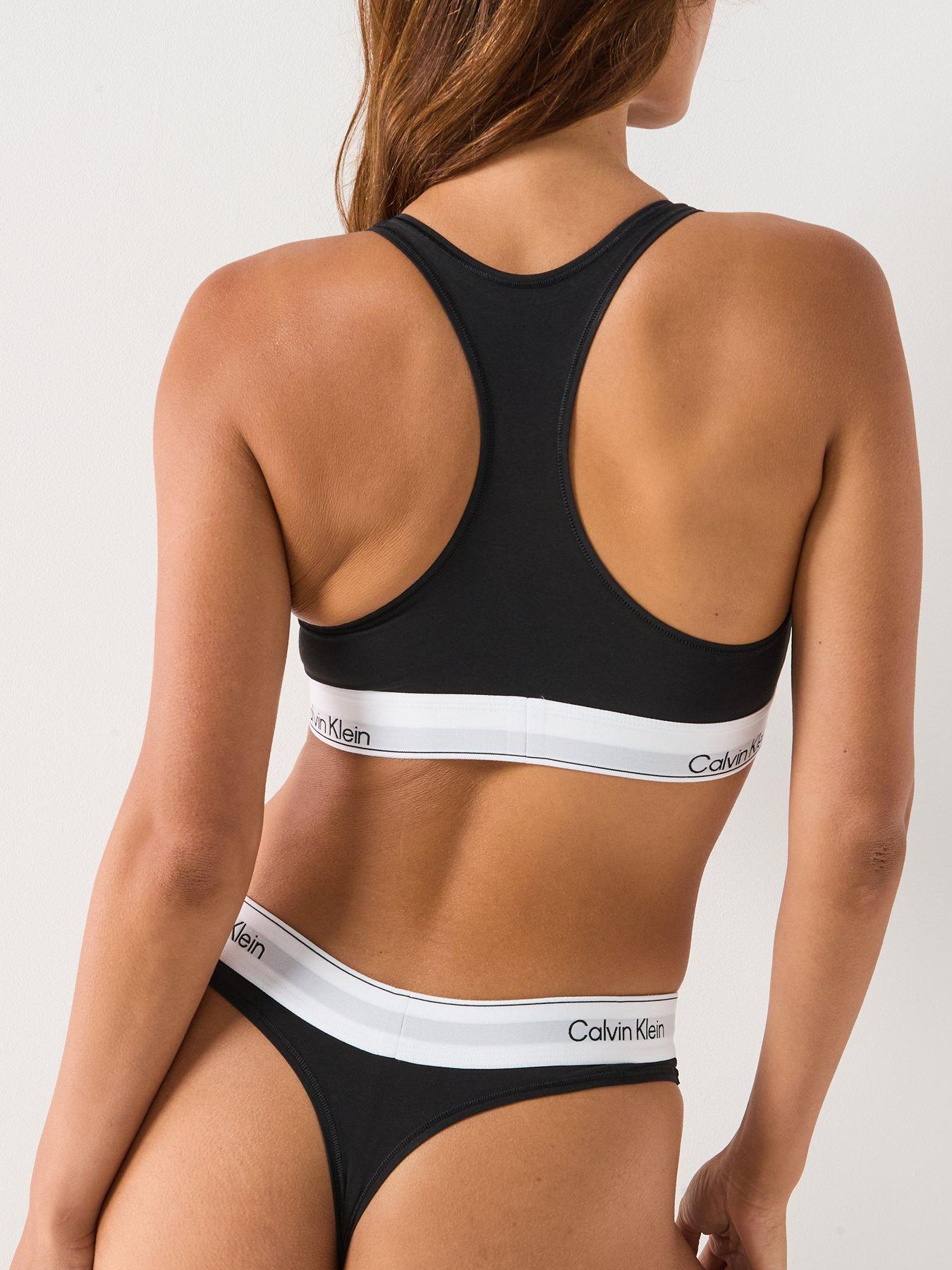 Image 2 of 6 of Calvin Klein Womens CK Underwear Co ord Soft Stretch Thong - Black