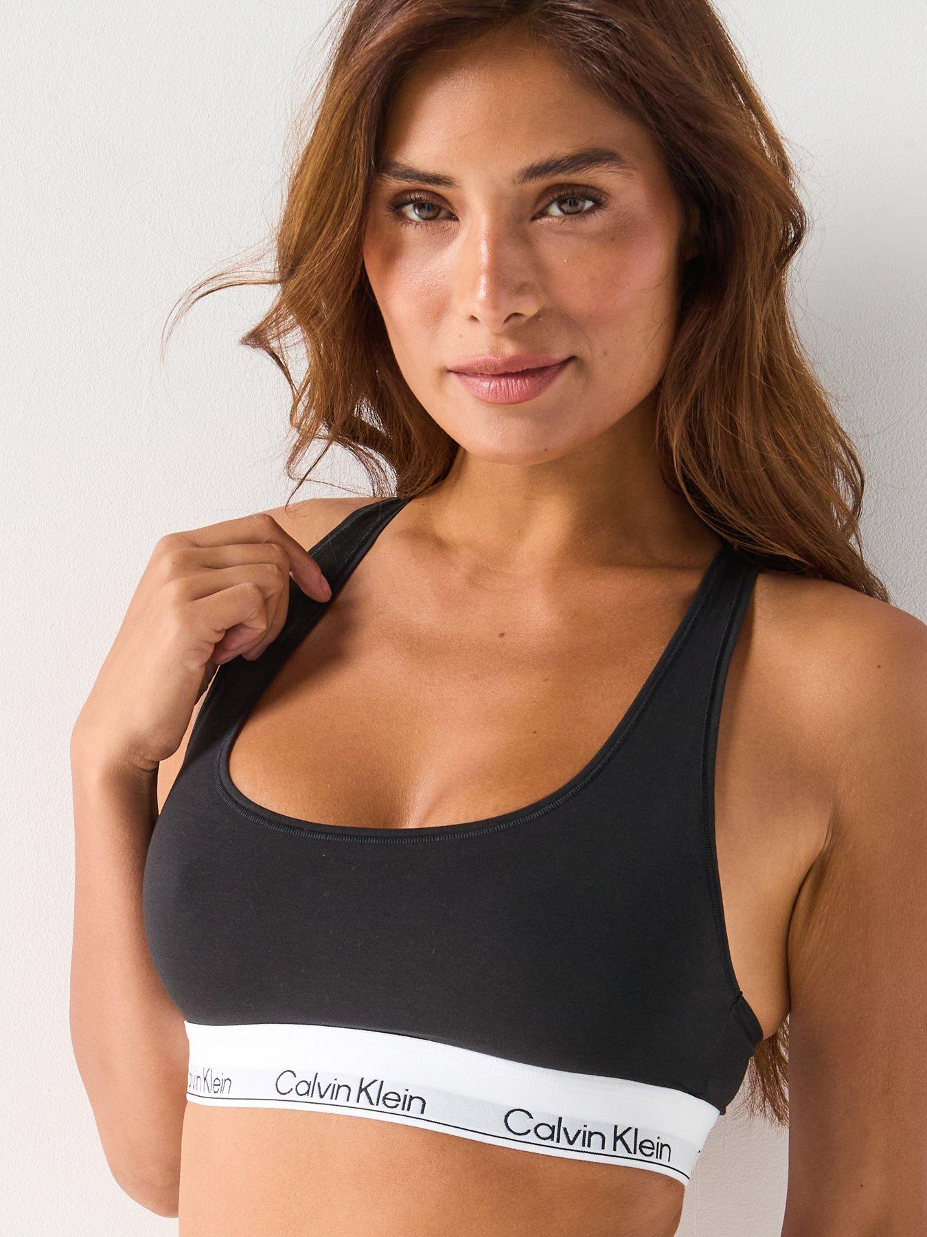 Image 1 of 6 of Calvin Klein Womens CK underwear Co ord - Black Non-wired Stretch Unlined Bralette - Black