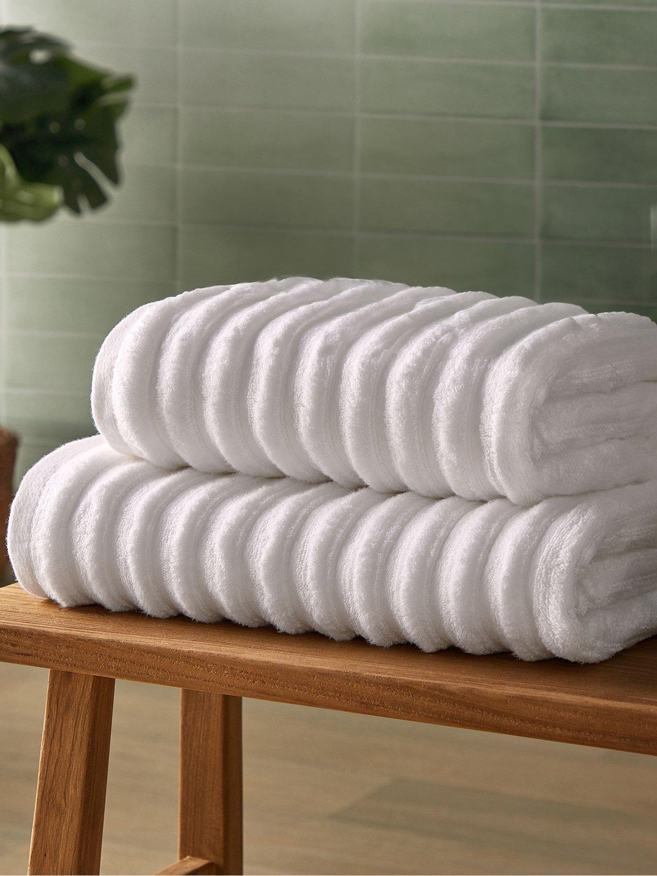 Silentnight Ribbed Cotton Bath Towel - 2 Pack