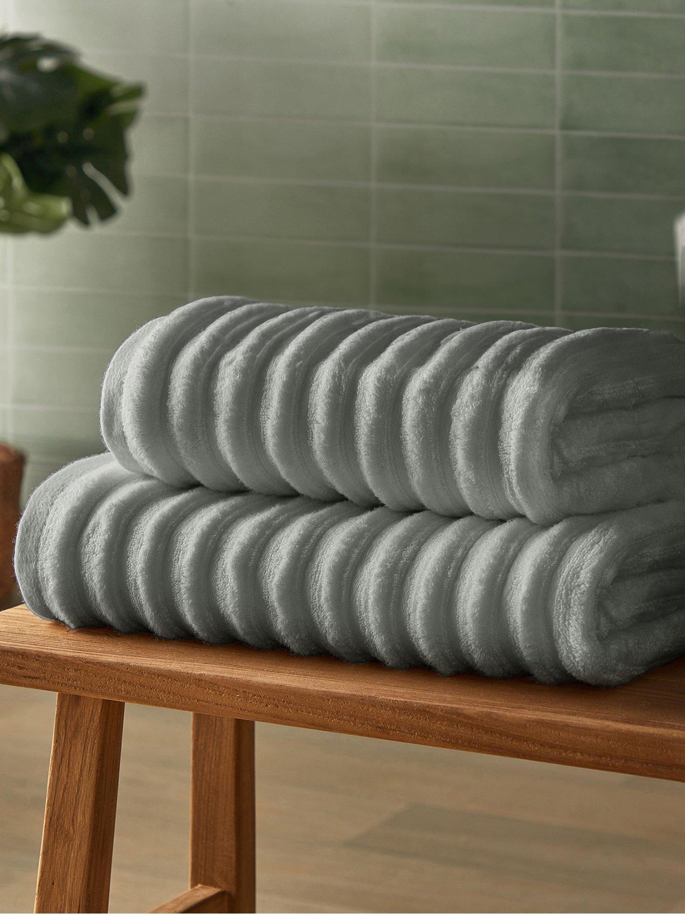 undefined Ribbed Cotton Bath Sheet - 2 Pack