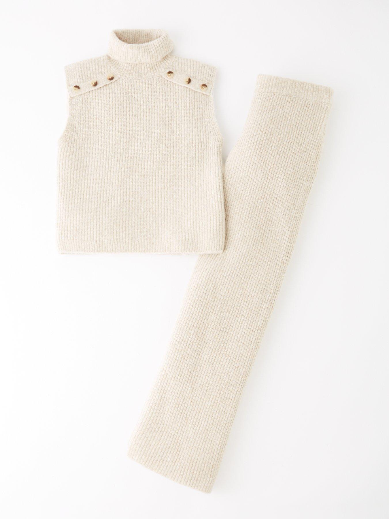 the-very-collection-girls-knitted-sleeveless-high-neck-top-and-trouser-set-cream