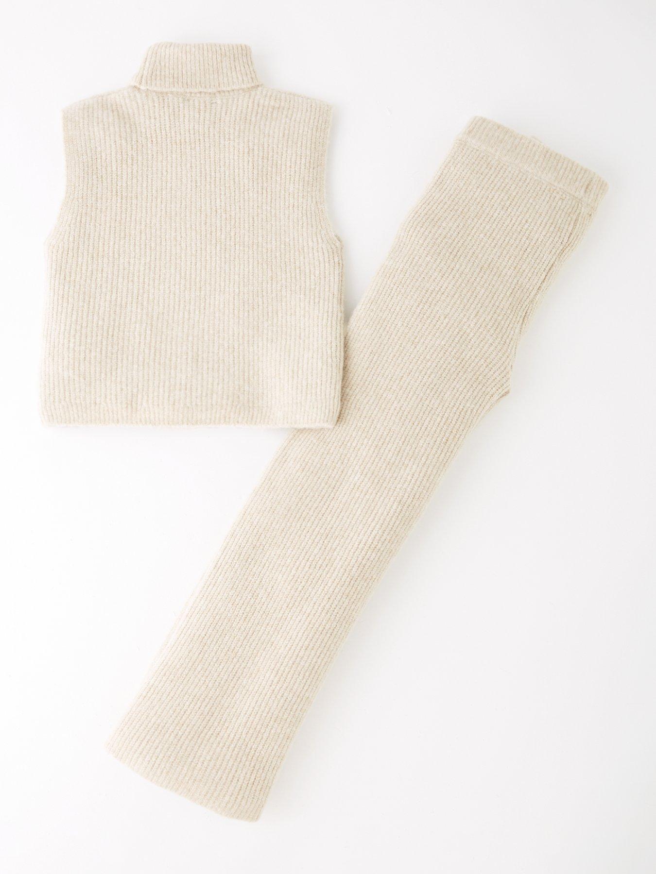the-very-collection-girls-knitted-sleeveless-high-neck-top-and-trouser-set-creamback