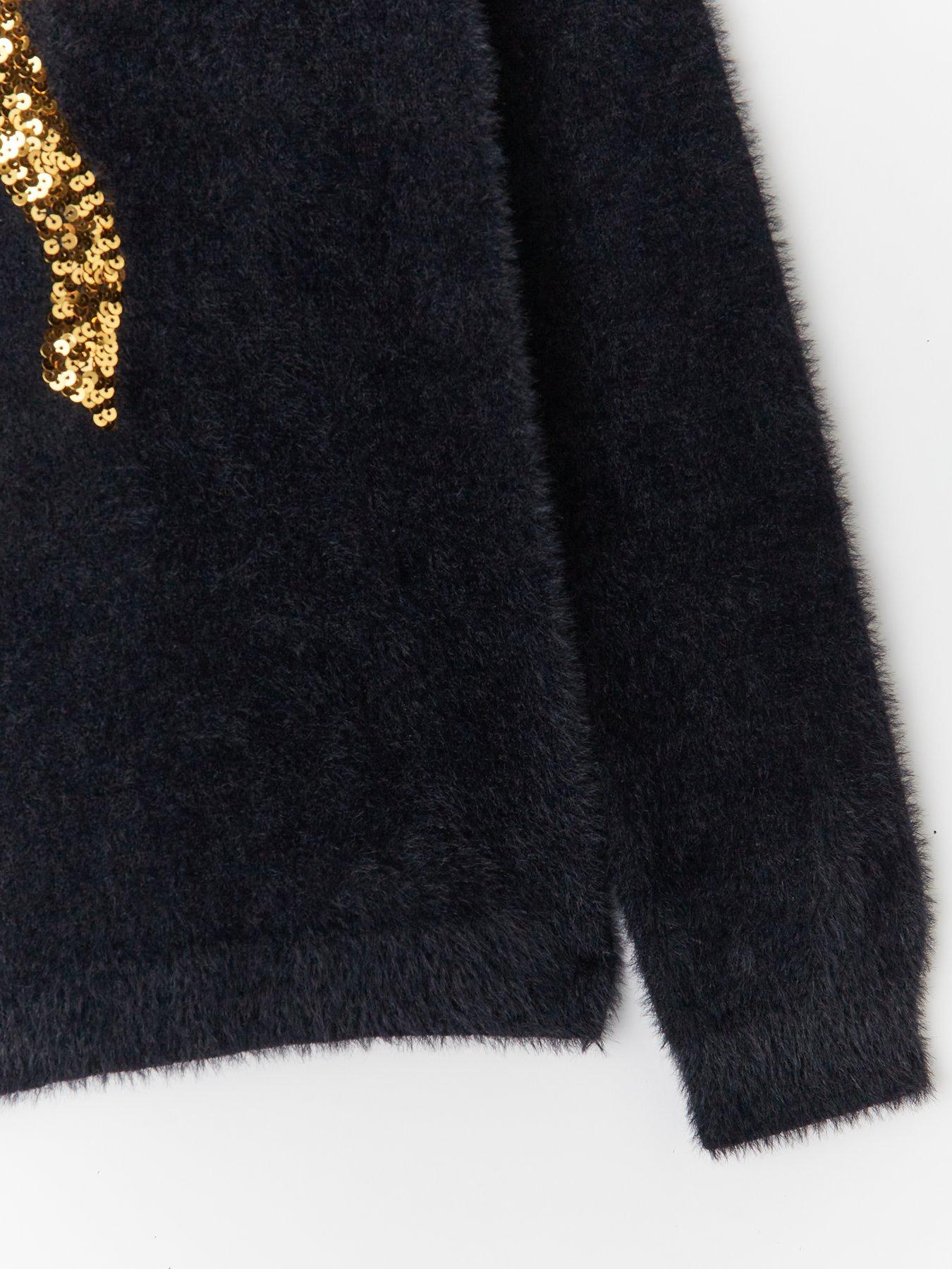 the-very-collection-girls-sequin-bow-fluffy-jumper-blackdetail