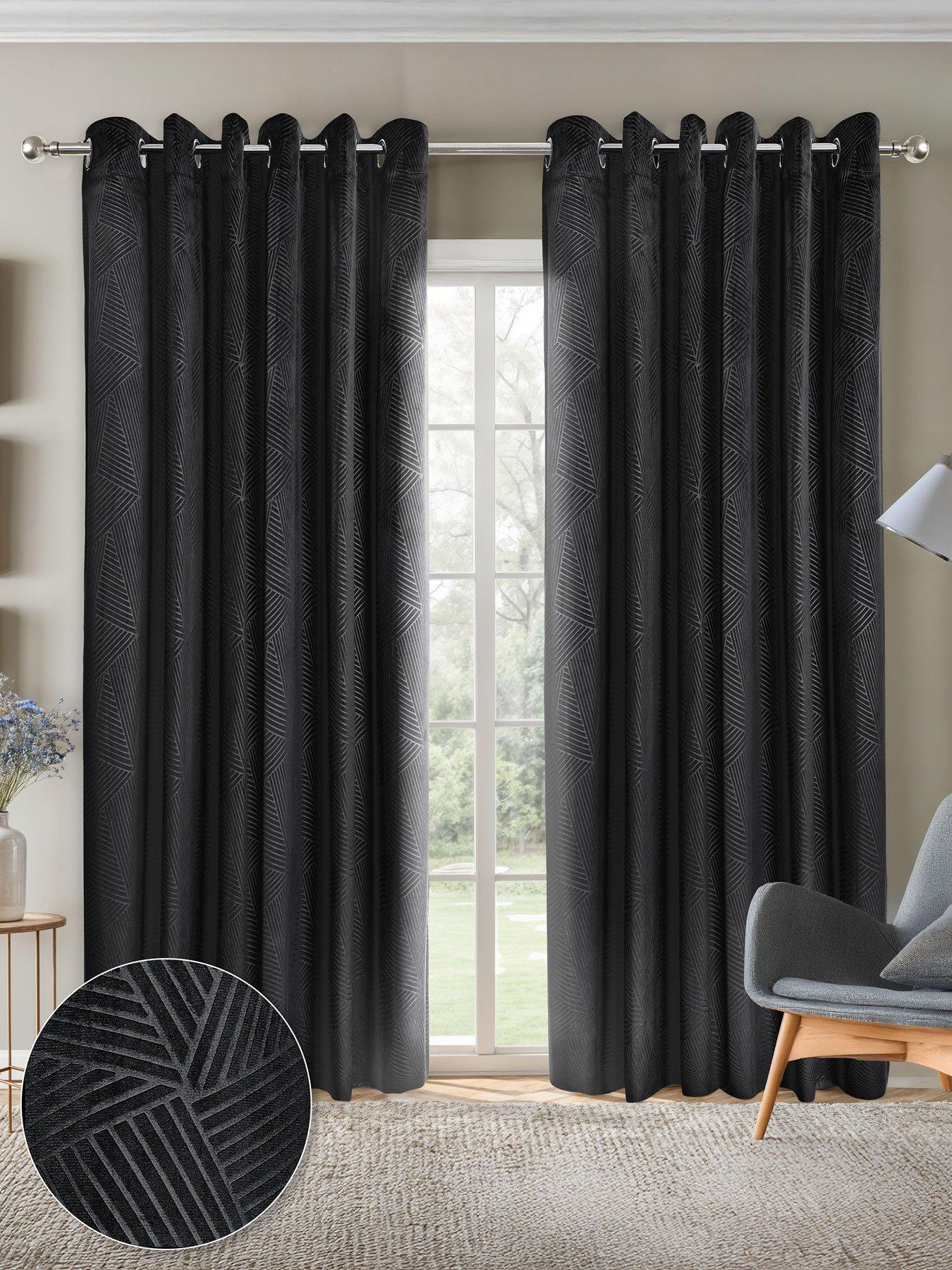 The Very Collection Geo Velvet Thermal Eyelet Curtains 46X72
