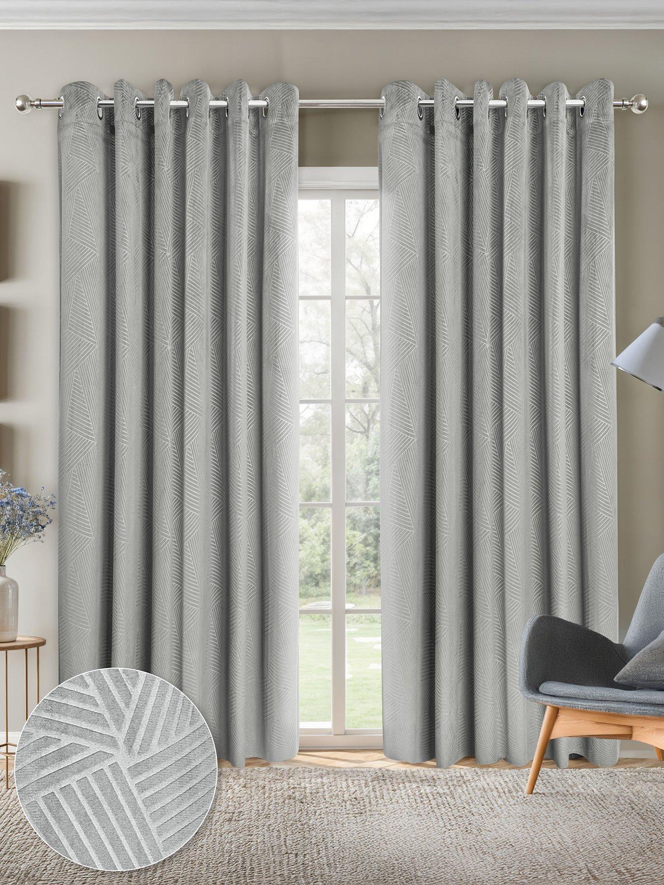 The Very Collection Geo Velvet Thermal Eyelet Curtains 46X72