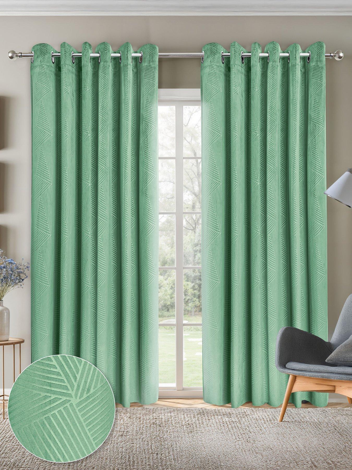 The Very Collection Geo Velvet Thermal Eyelet Curtains 46X72