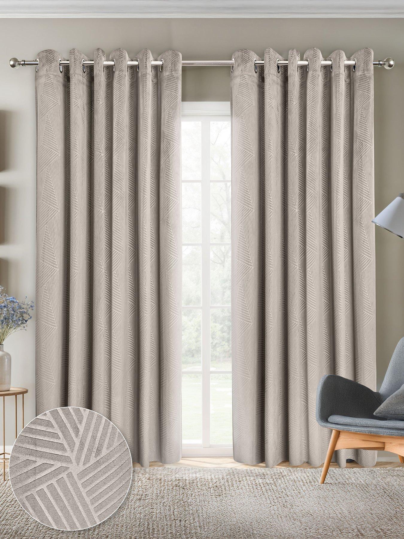 The Very Collection Geo Velvet Thermal Eyelet Curtains 46X72