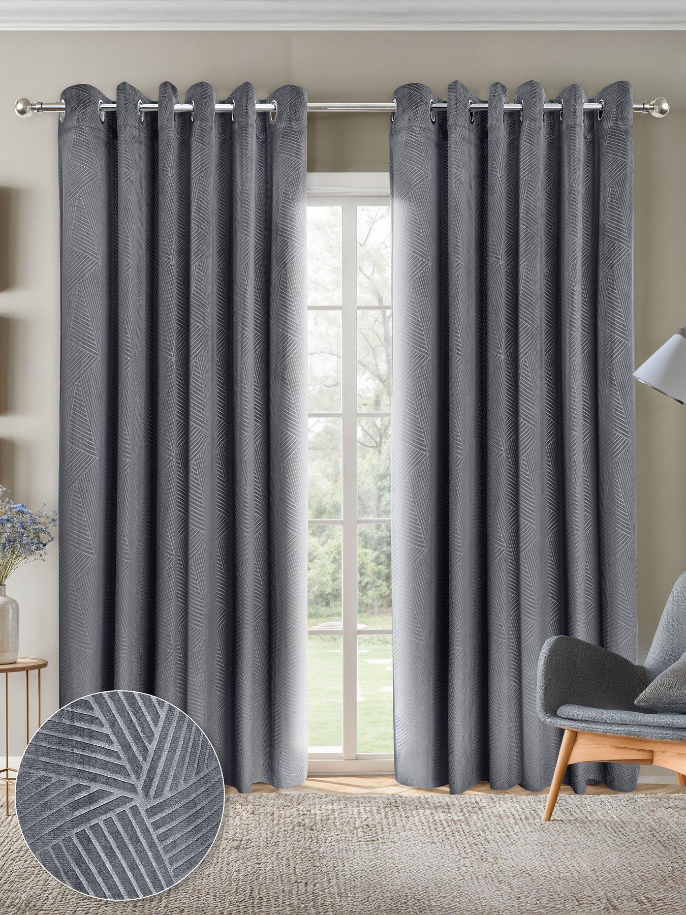 The Very Collection Geo Velvet Thermal Eyelet Curtains 46X72