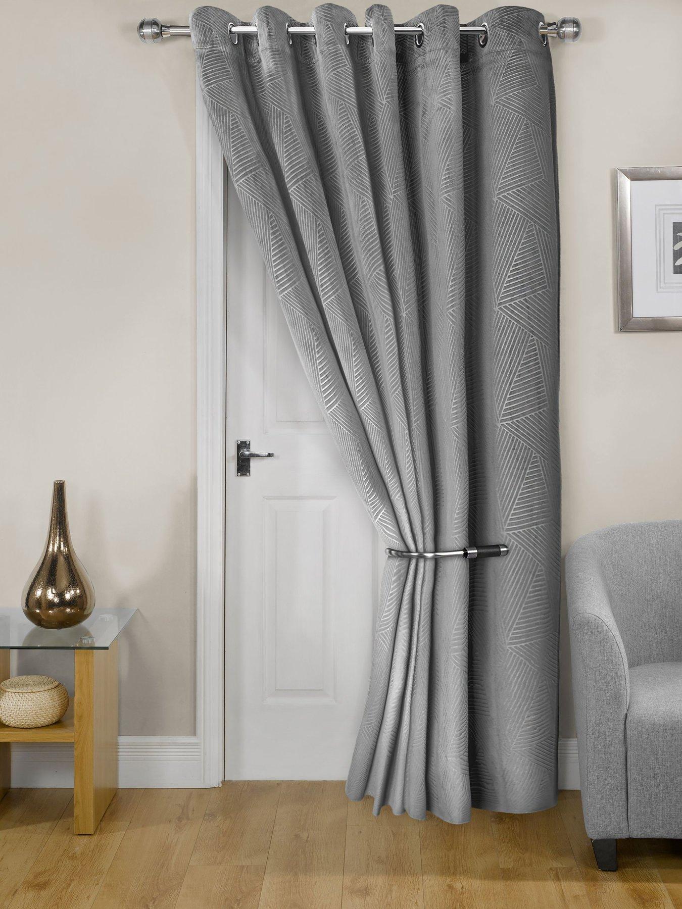 undefined Geo Velvet Thermal Eyelet Door Curtain