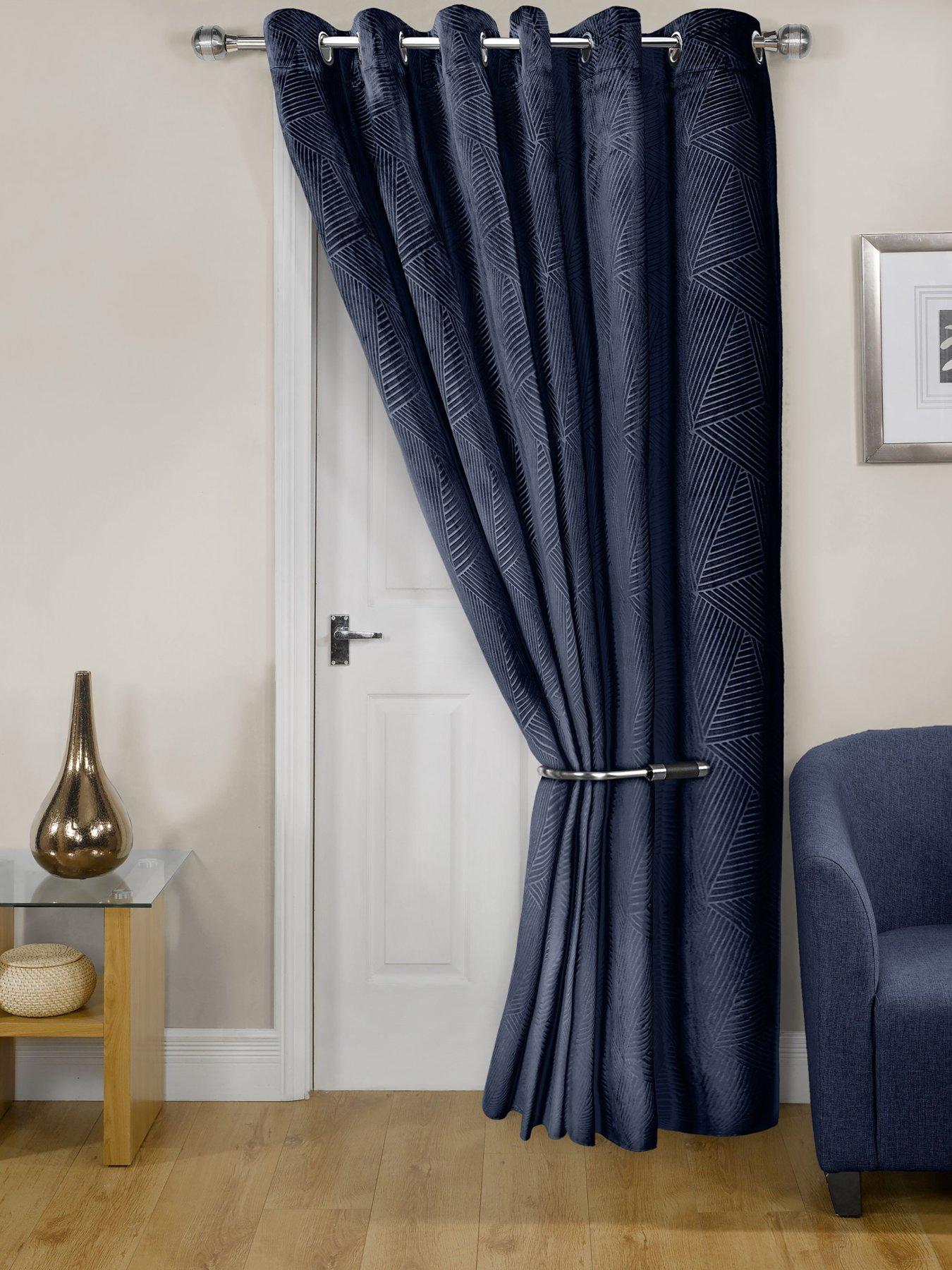 Very Home Geo Velvet Thermal Eyelet Door Curtain