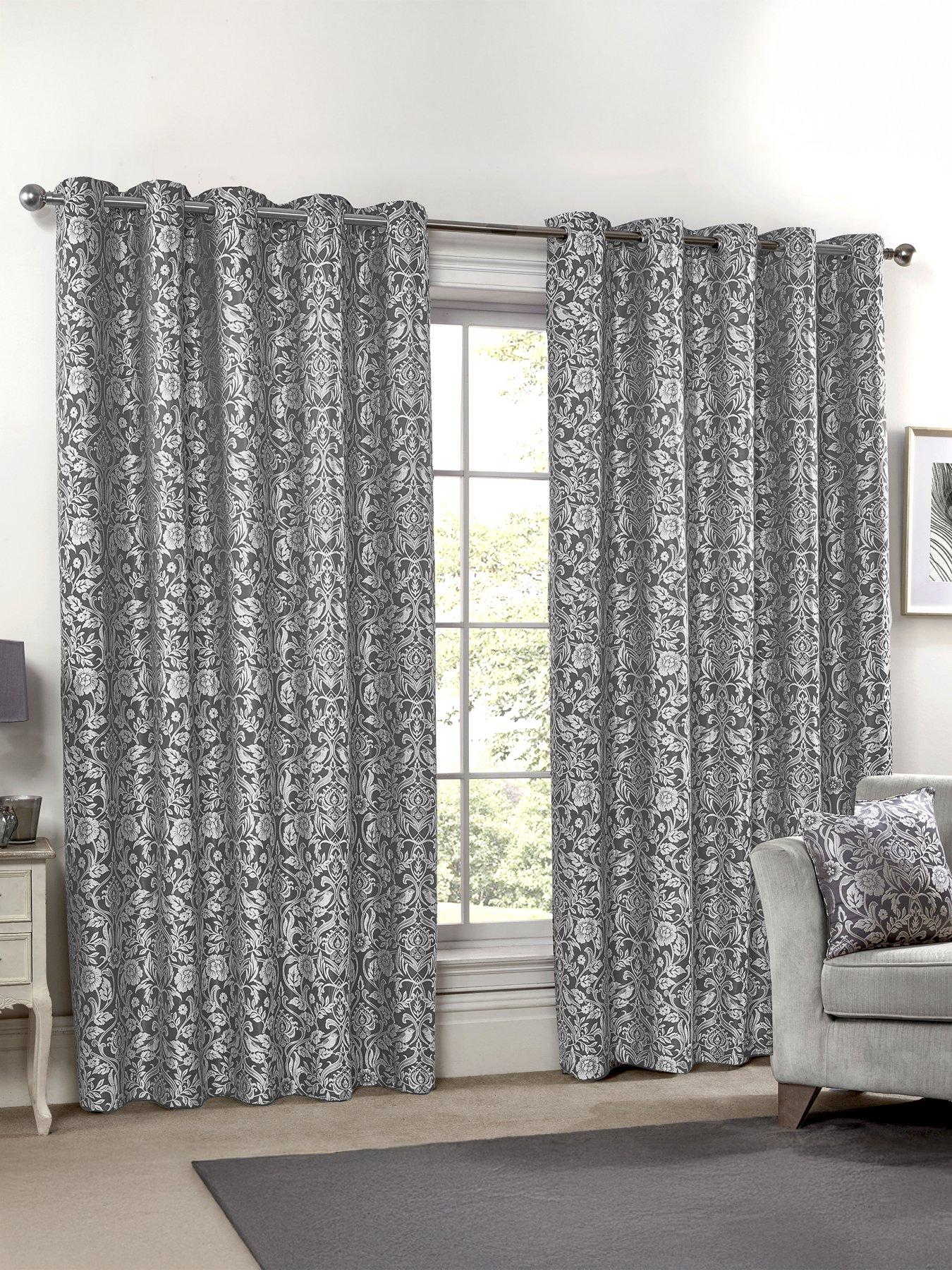 Very Home Floral Lined Eyelet Curtains