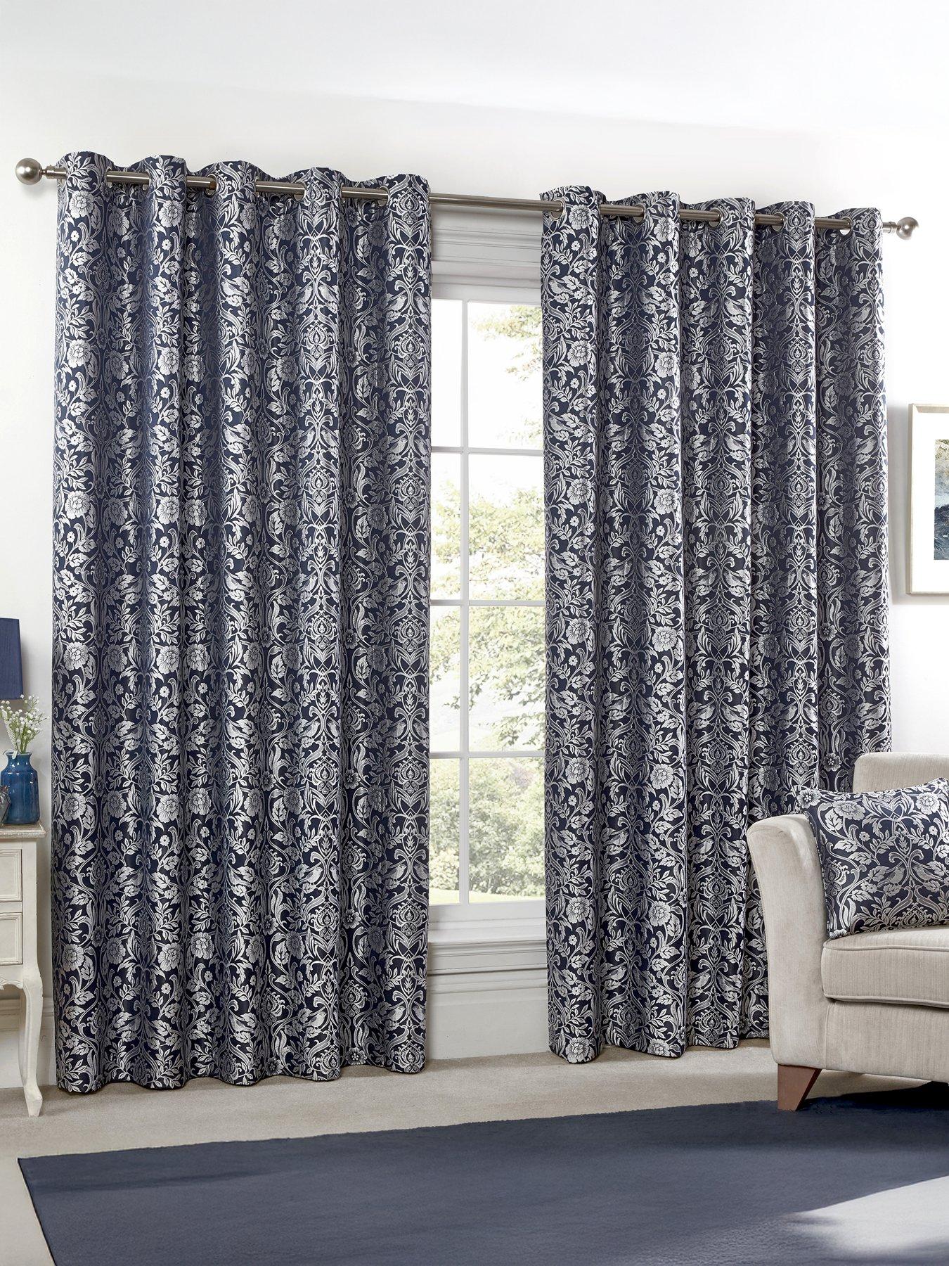 undefined Floral Lined Eyelet Curtains