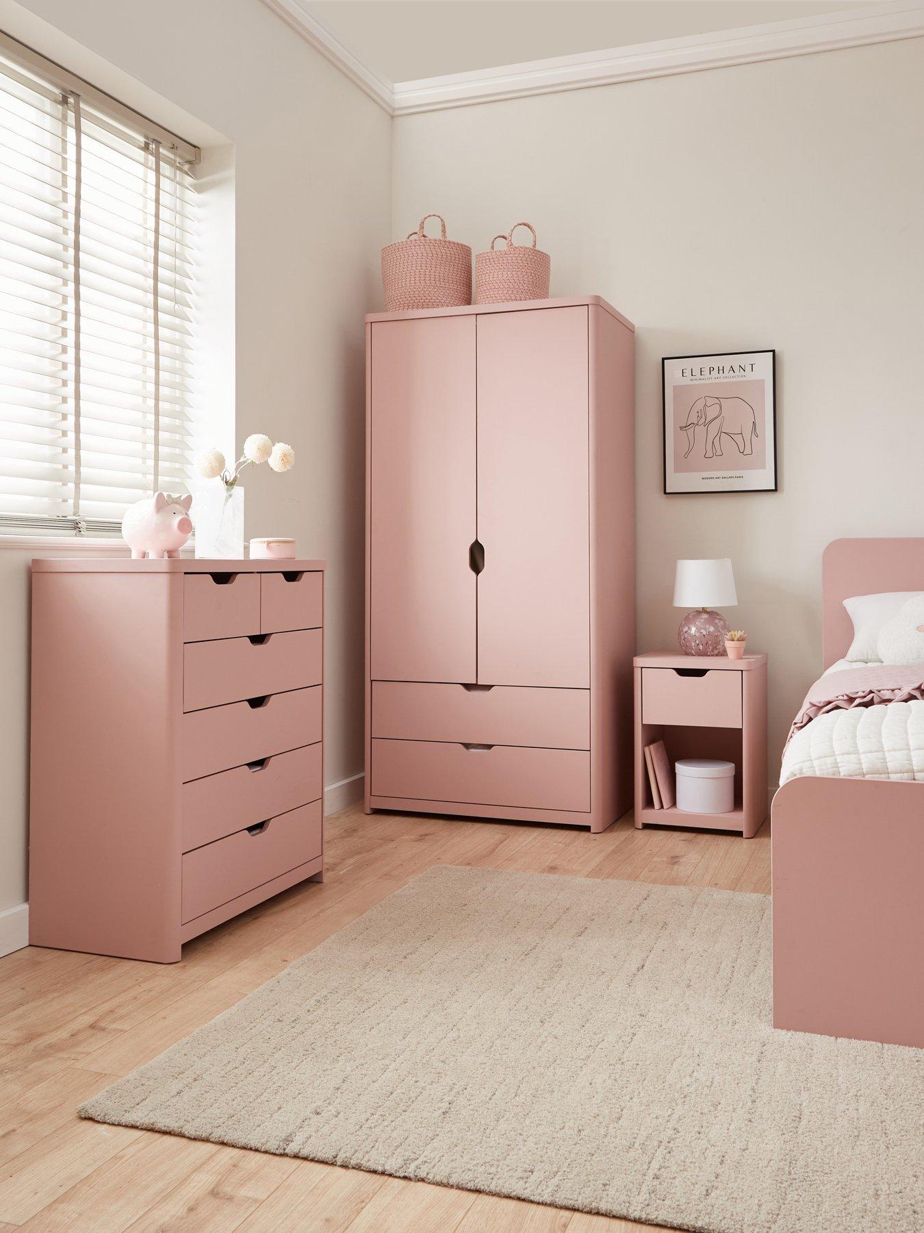 Very Home Aspen 3 Piece Package - 2 Door, 2 Drawer Wardrobe, 4 + 2 Chest and Bedside Table - Pink