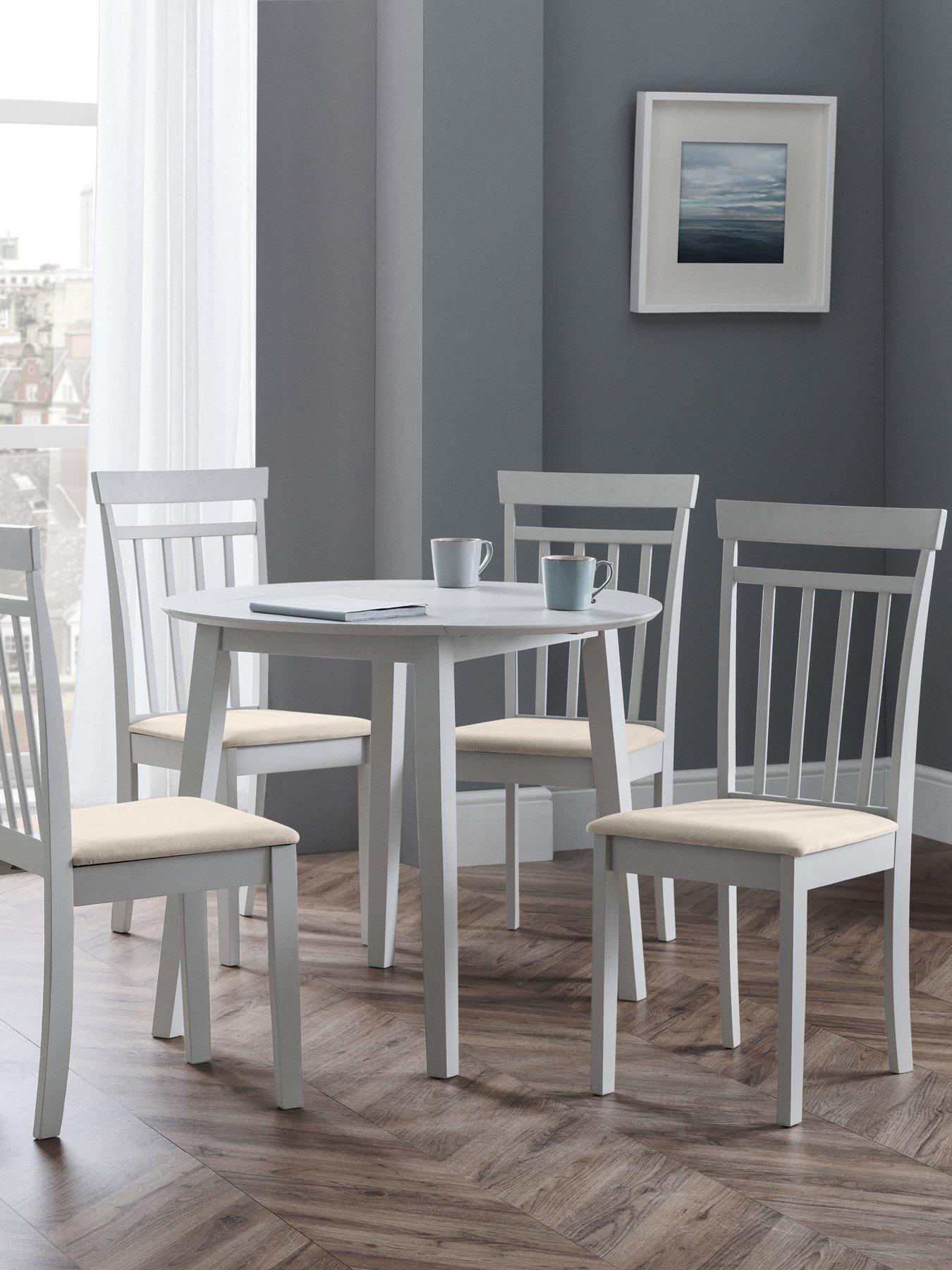 Image of Julian Bowen Coast Dropleaf Table & 4 Chairs - Grey