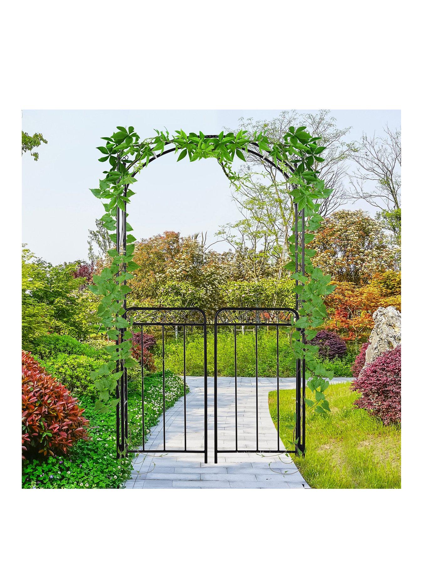 Image 2 of 7 of OutSunny Outsunny Garden Decorative Metal Arch with Gate 108L x 45W x 215Hcm